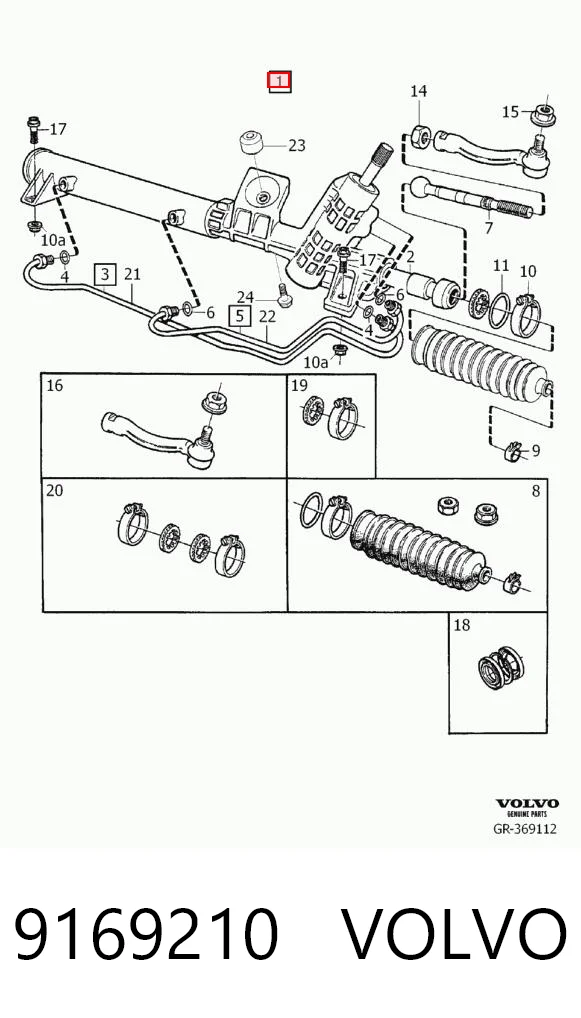 9169210 Volvo Listwa kierownicza (maglownica)