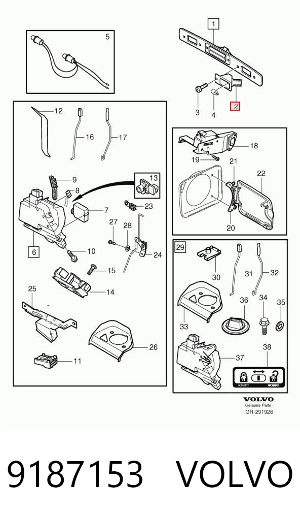 9187153 Volvo Lampa oświetlenia tylnej tablicy rejestracyjnej
