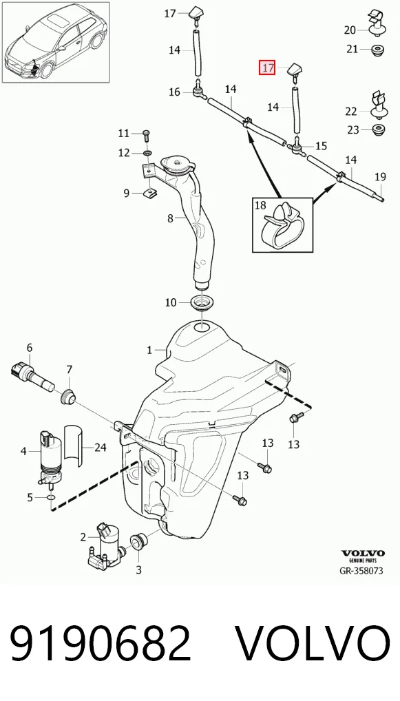 Dysza spryskiwacza szyby przedniej Volvo V40 kombi (VW) (1995 - 2004) cena, od 6,46 USD