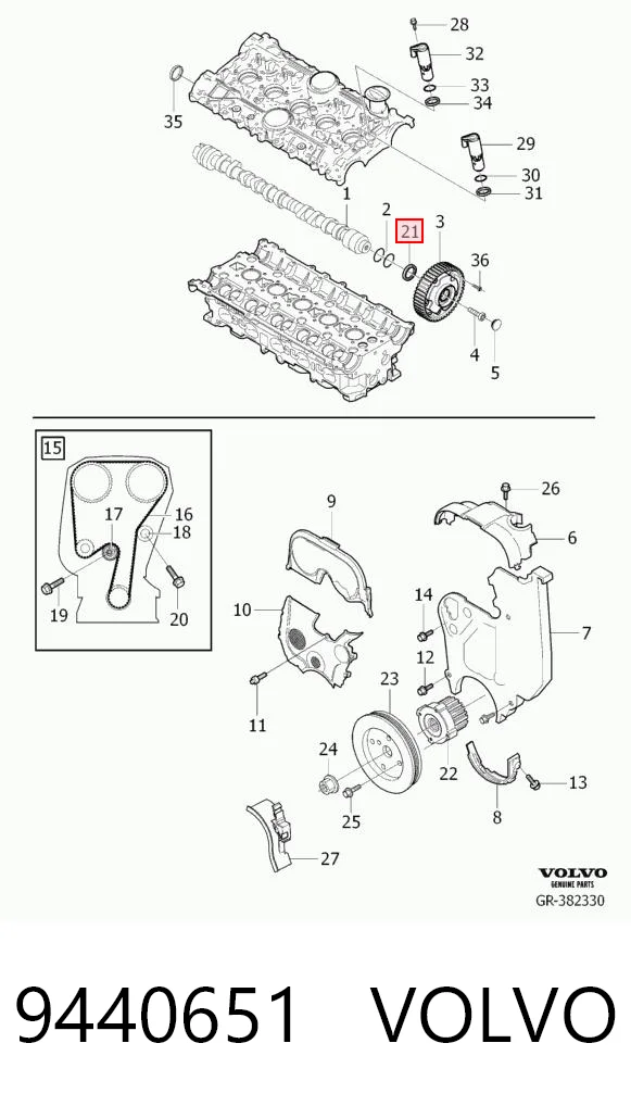 9440651 Volvo Uszczelniacz wałka rozrządu silnika