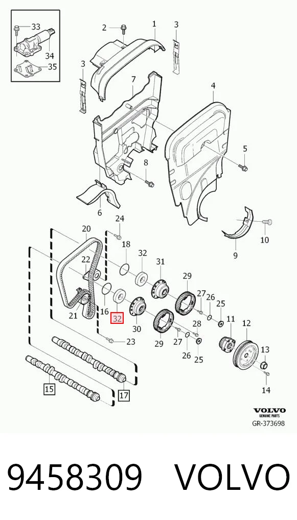 9458309 Volvo Uszczelniacz wałka rozrządu silnika