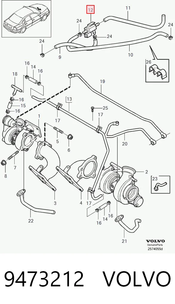 9473212 Volvo Przetwornik ciśnienia (solenoid) doładowania