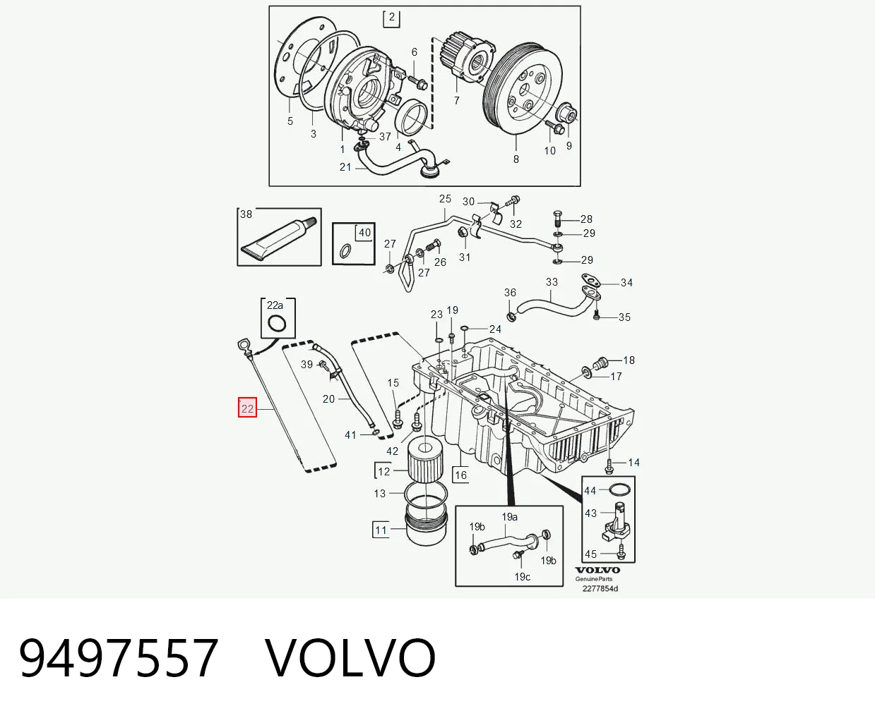 9497557 Volvo Bagnet poziomu oleju w silniku