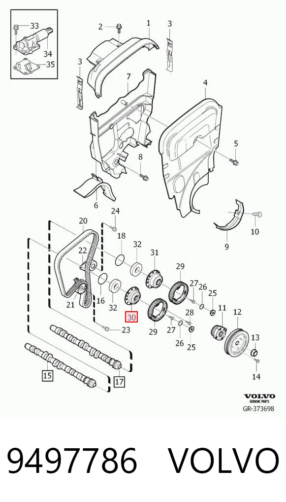 9497786 Volvo Koło zębate walcowe wałka rozrządu wydechowego