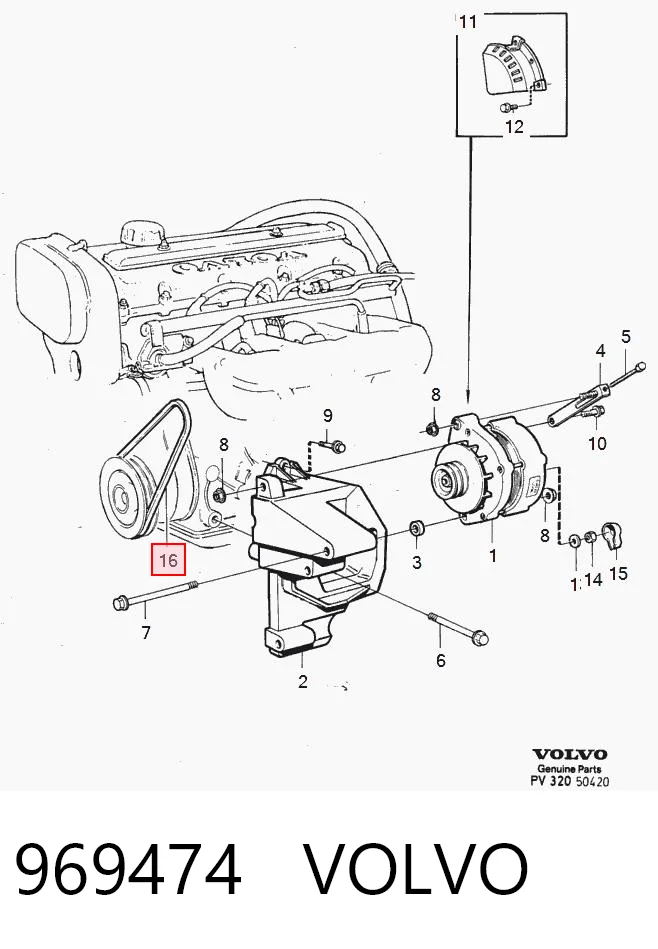 969474 Volvo Pas napędowy mechanizmów