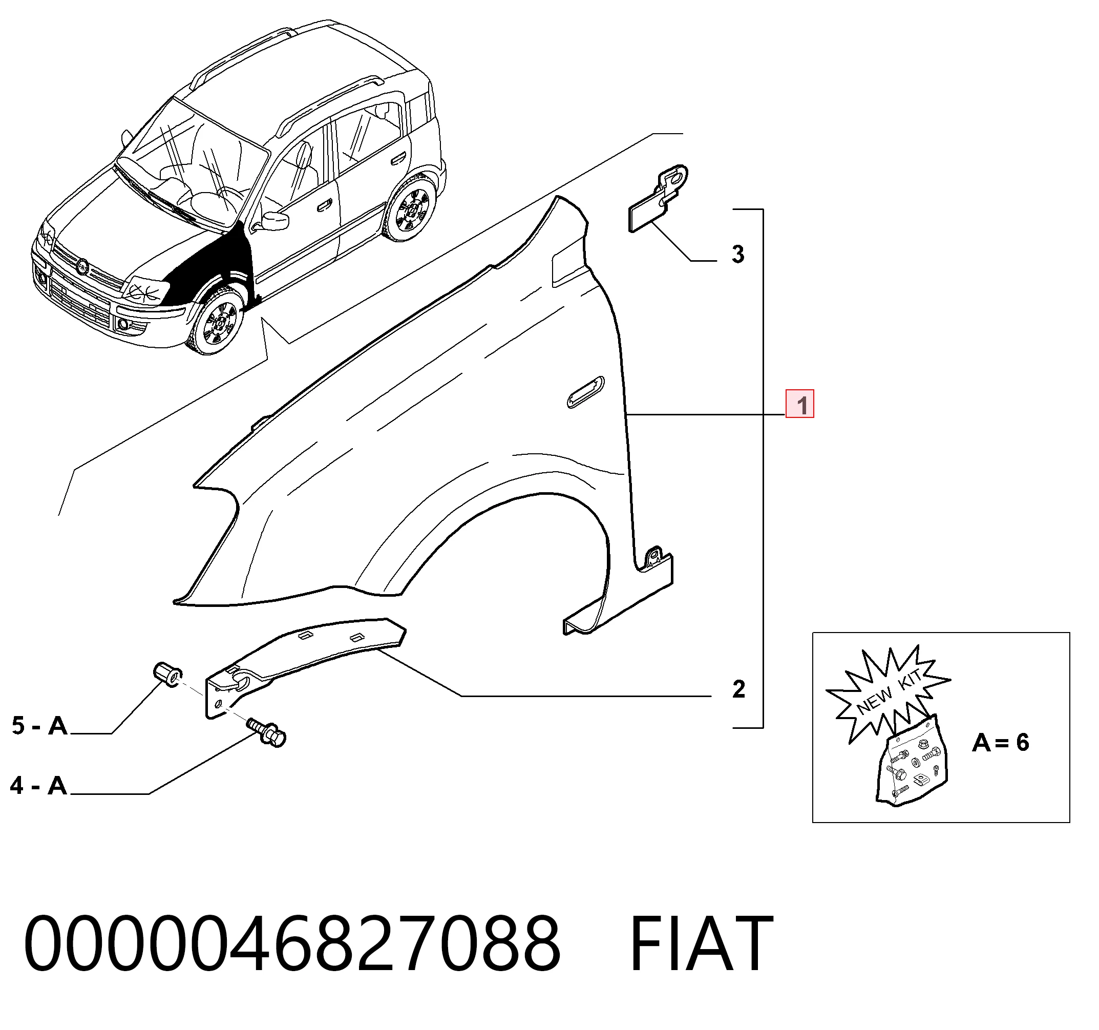 Błotnik przedni lewy Fiat Panda II hatchback (169A) (2003 - 2013) cena, od 87,19 USD