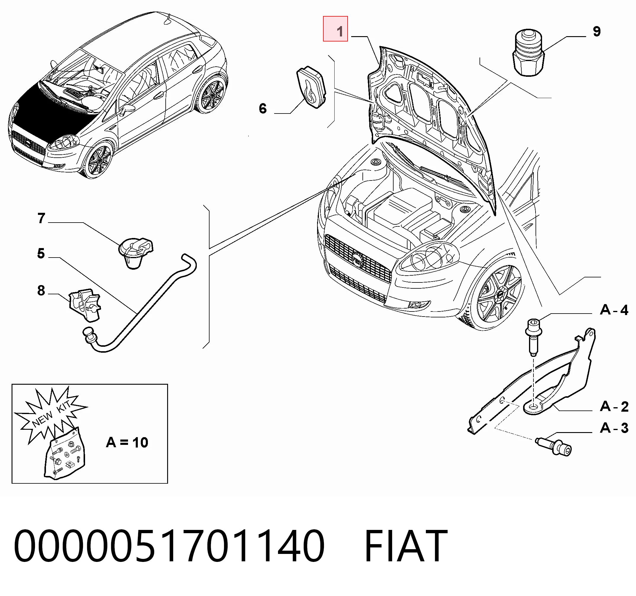 Maska silnika do Fiat Punto GRAND 199