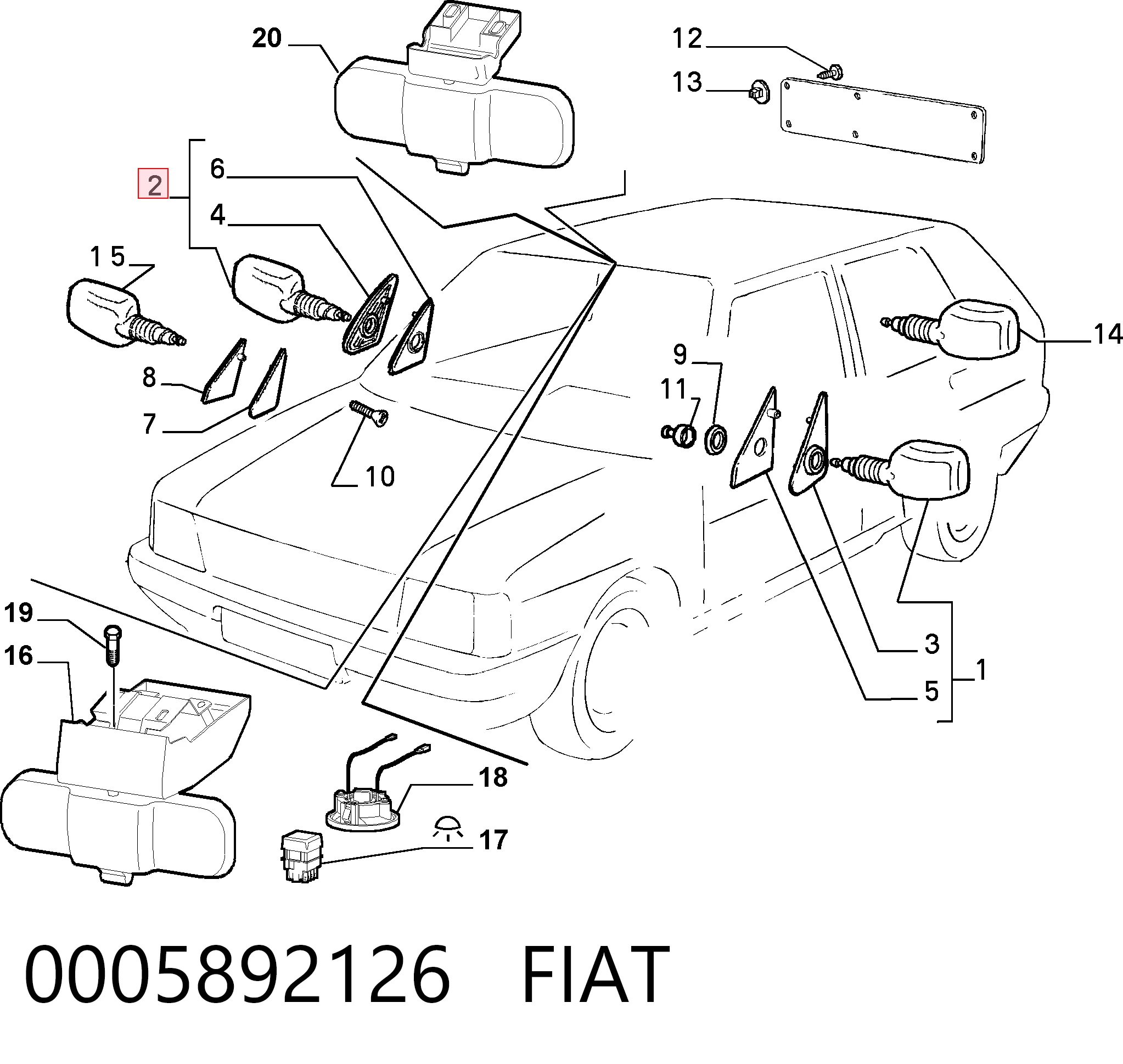 Do koszyka Lusterko wsteczne prawe Fiat Uno  146A