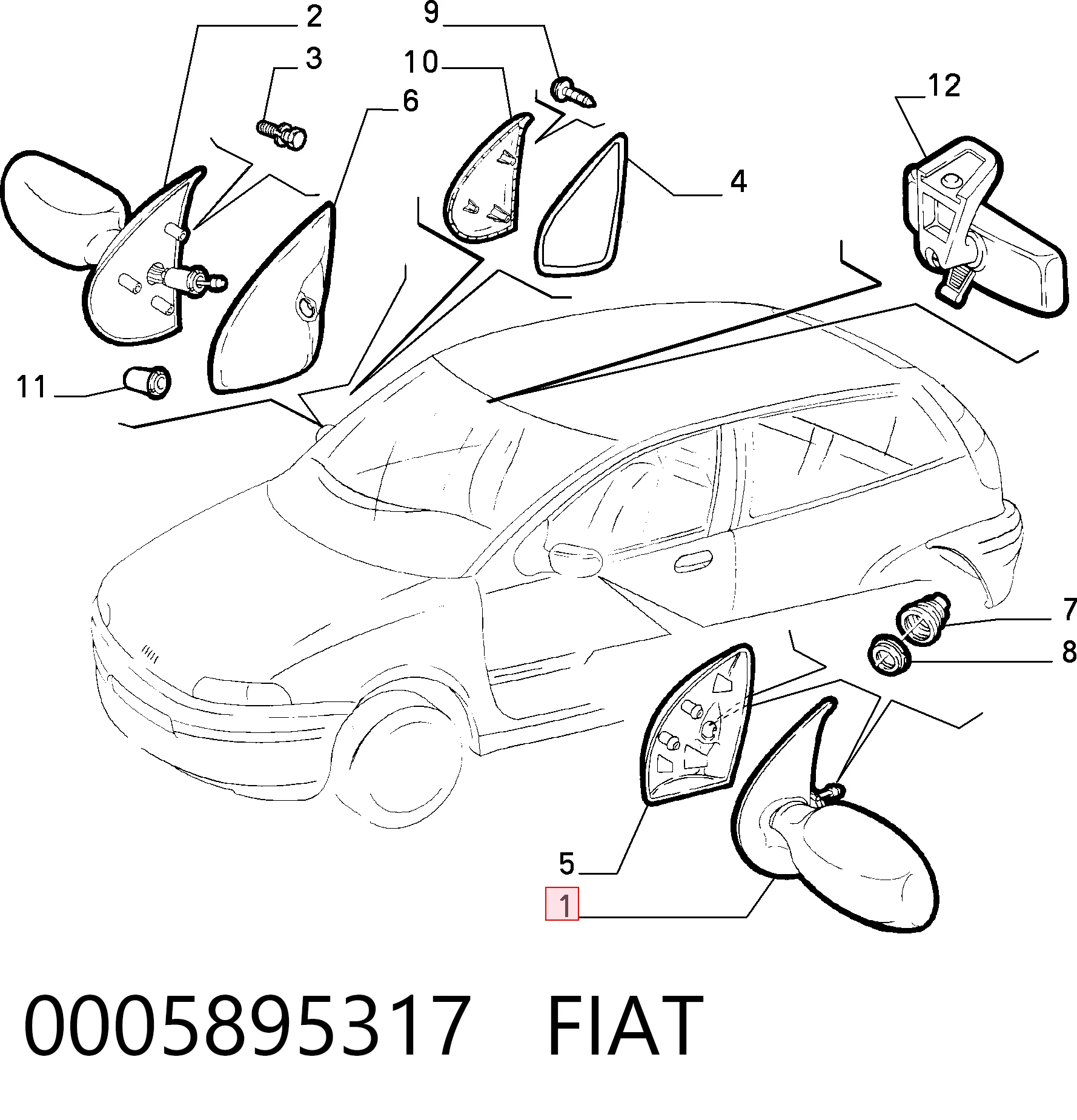  Lusterko wsteczne lewe Fiat Punto 1