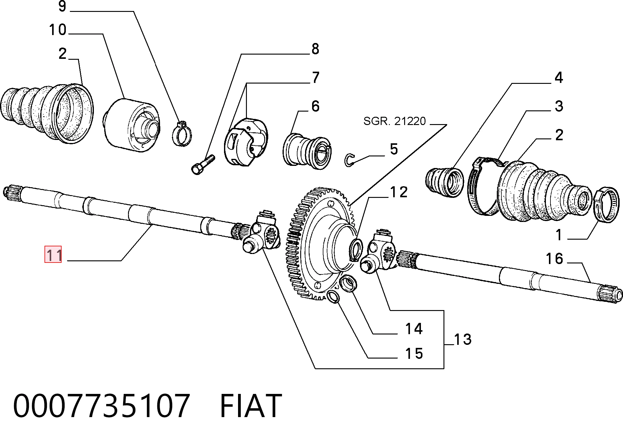 Półoś napędowa przednia prawa do Fiat Tempra  159