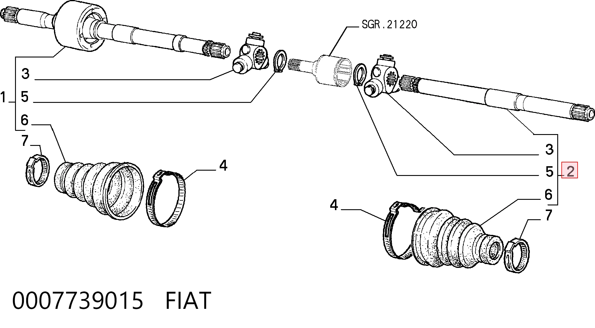 Półoś napędowa przednia lewa do Fiat Punto I 176