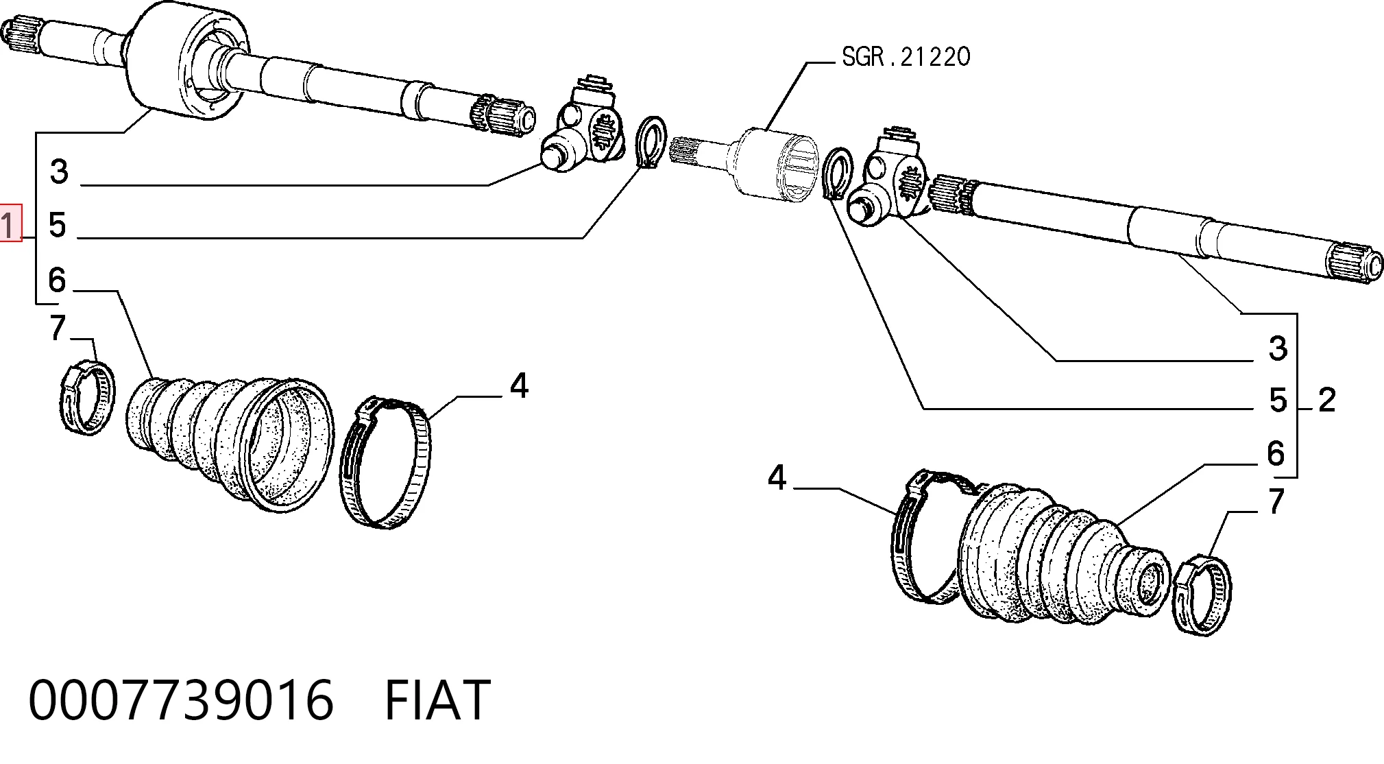 Półoś napędowa przednia prawa do Fiat Punto I 176