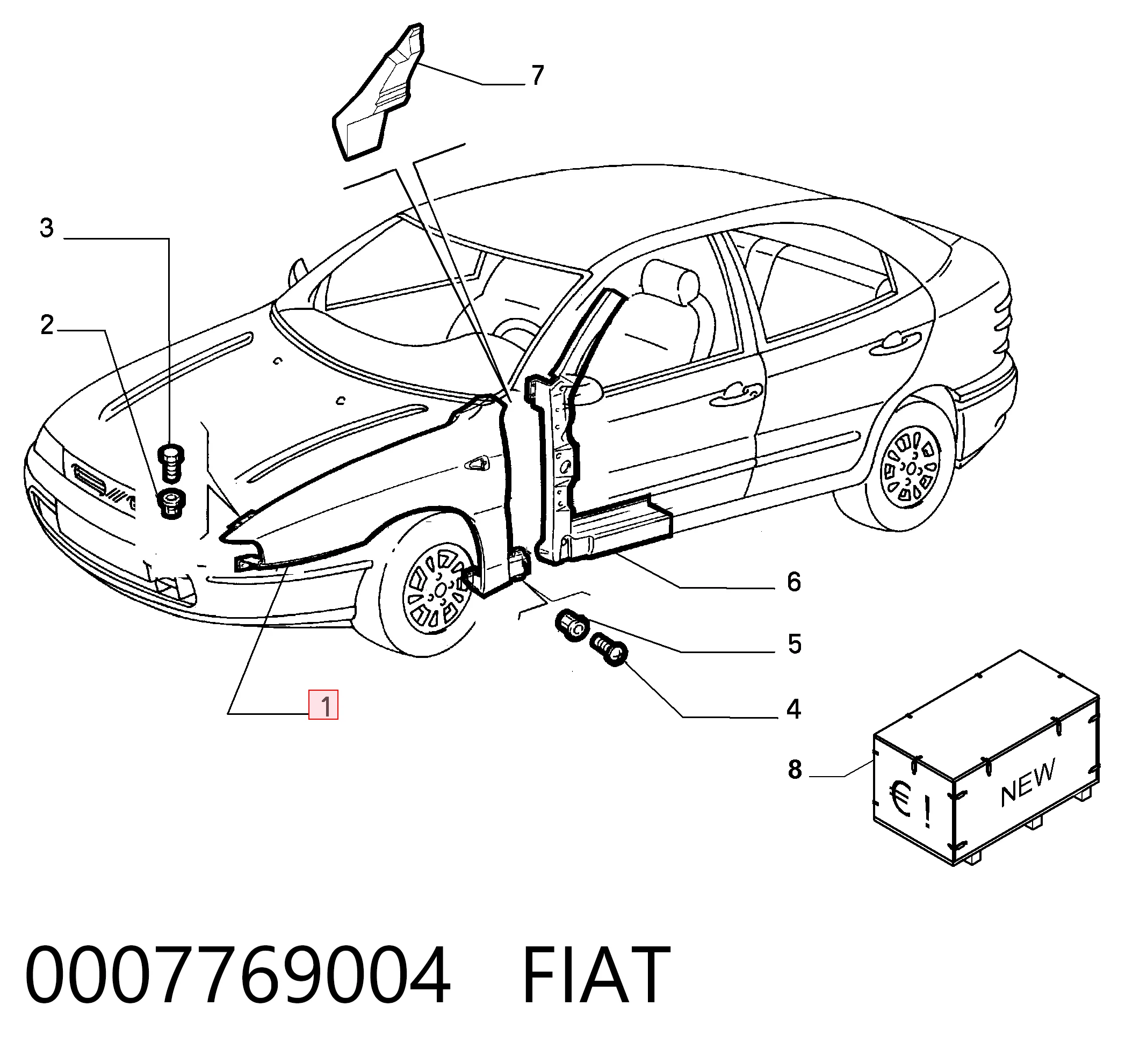 Błotnik przedni lewy do Fiat Bravo I 182
