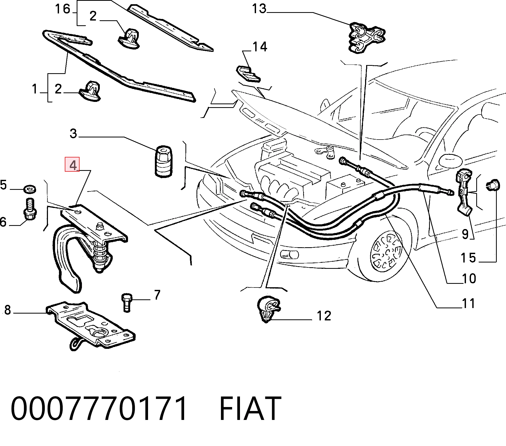 Zamek maski do Fiat Marea  185