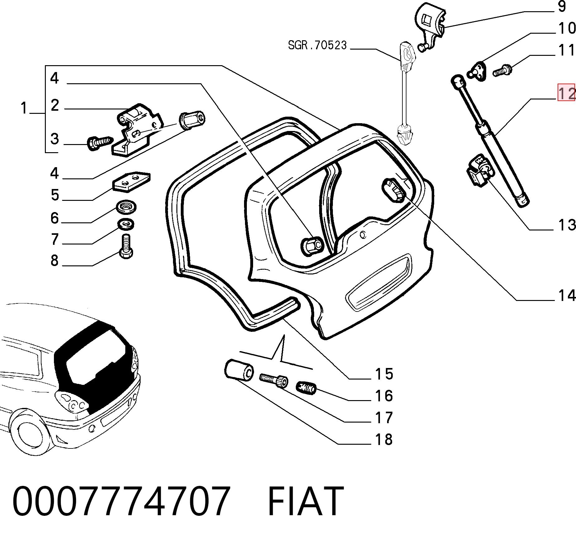Amortyzator klapy bagażnika (3/5 drzwi-tylnych) Fiat Bravo I hatchback (182) (1995 - 2001) cena, od 16,25 USD