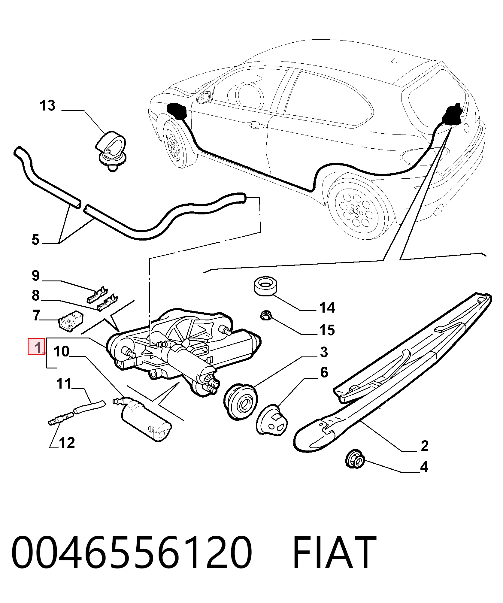 Do koszyka Silniczek wycieraczki tylnej szyby Alfa Romeo 147  937