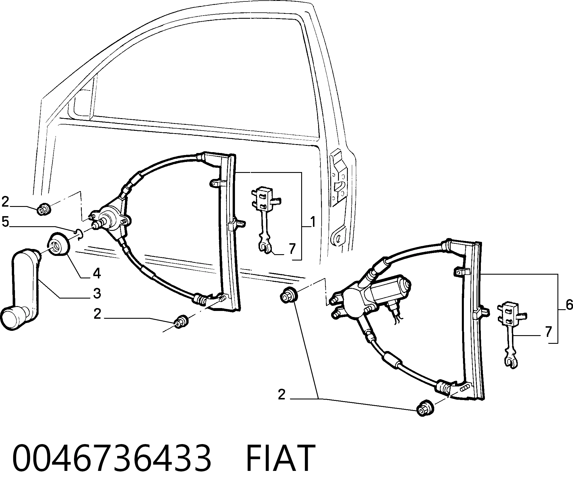 Do koszyka Mechanizm podnoszenia szyby drzwi przednich lewych Fiat Punto I 176
