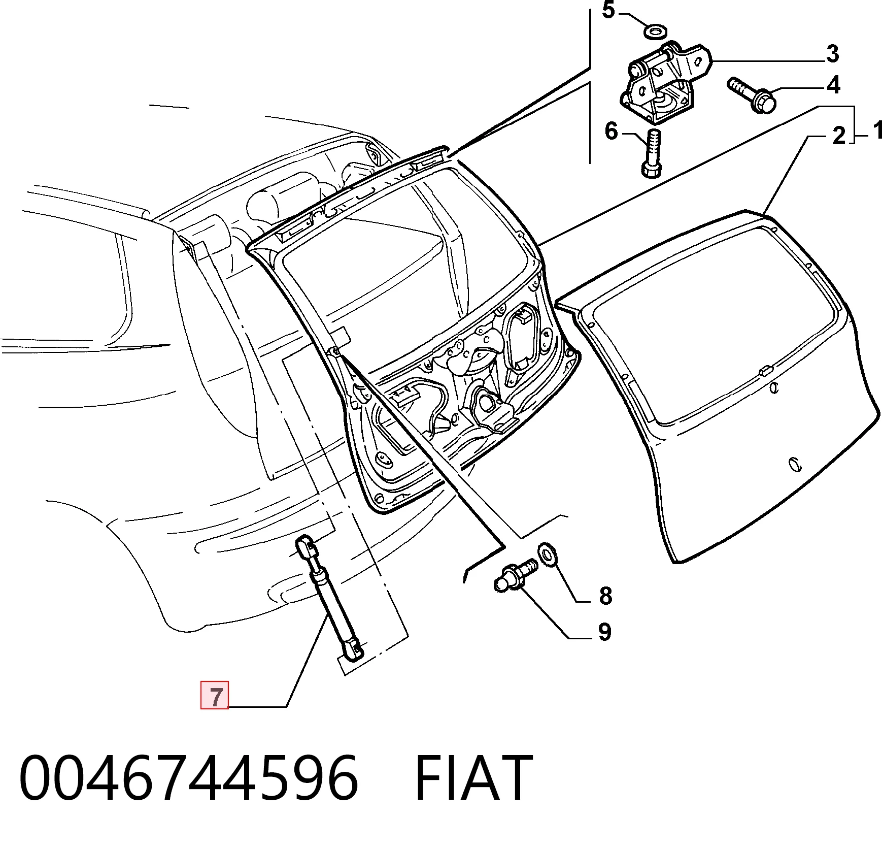  Amortyzator klapy bagażnika (3/5 drzwi-tylnych) Fiat Punto 2