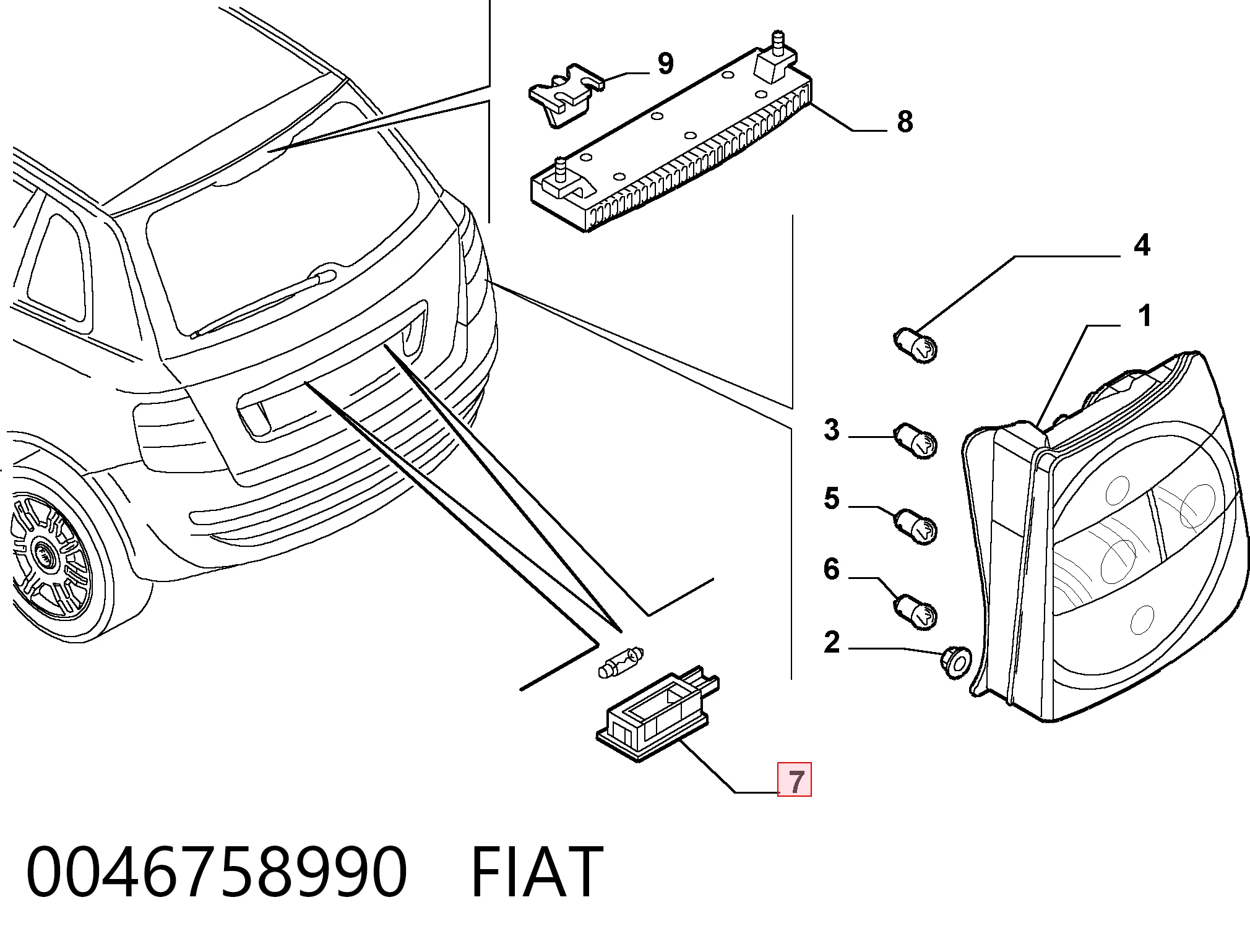  Lampa oświetlenia tylnej tablicy rejestracyjnej Fiat Stilo 