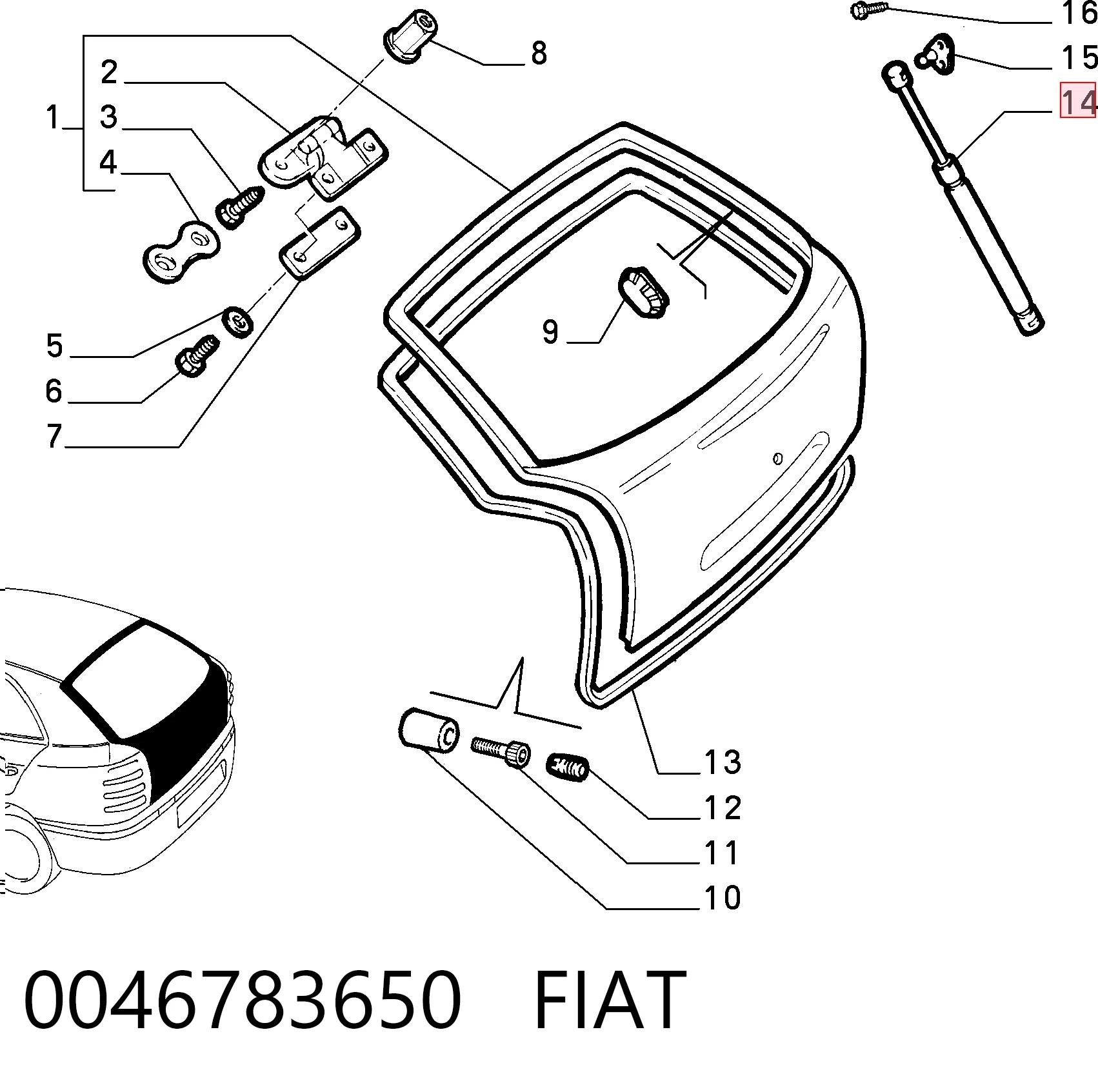 Amortyzator klapy bagażnika (3/5 drzwi-tylnych) Fiat Brava hatchback (182) (1995 - 2001) cena, od 15,46 USD