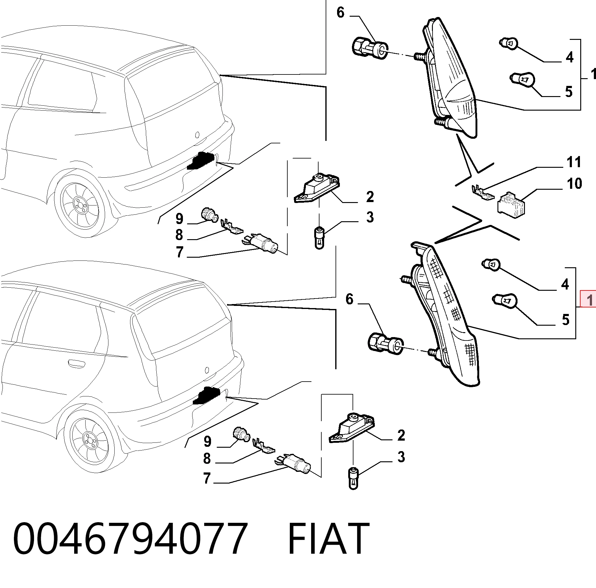 Lampa zespolona tylna prawa do Fiat Punto II 188