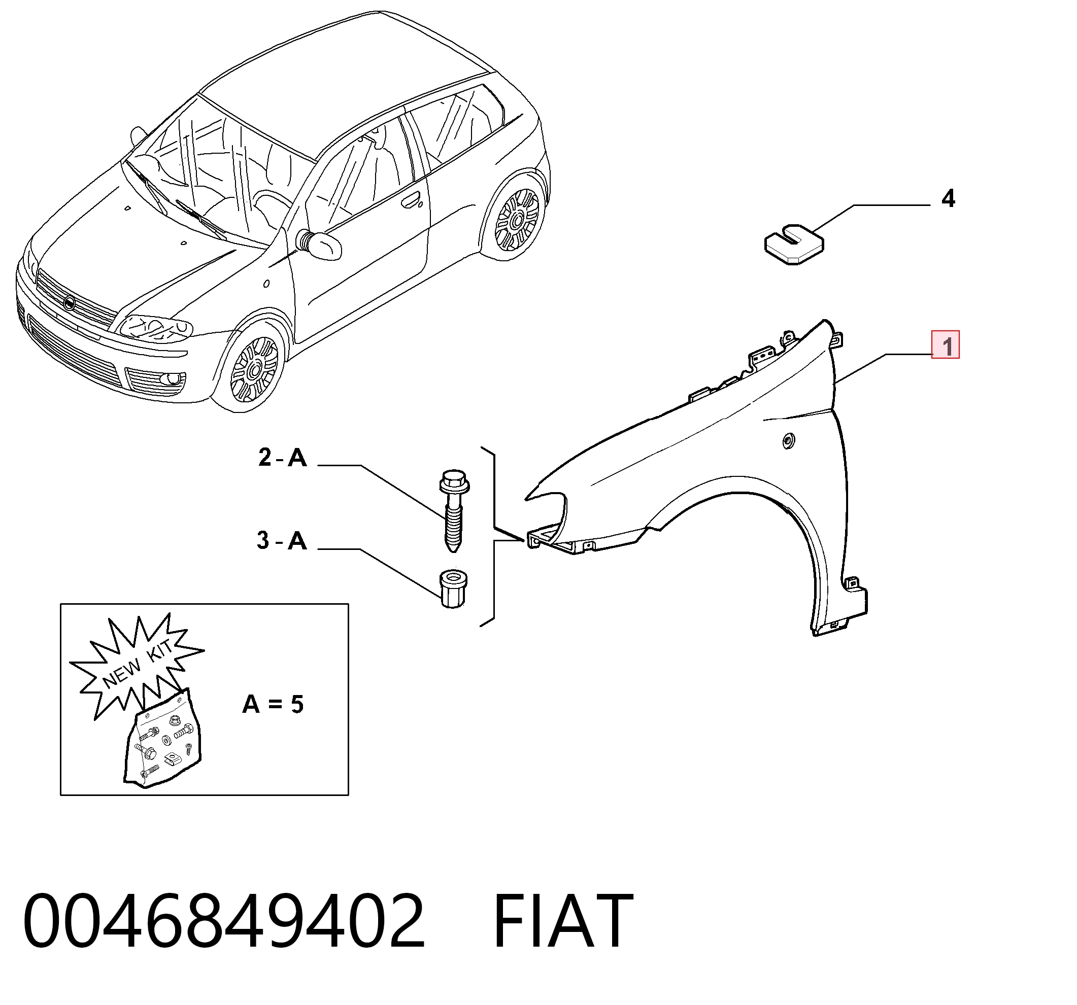 Do koszyka Błotnik przedni prawy Fiat Punto II 188