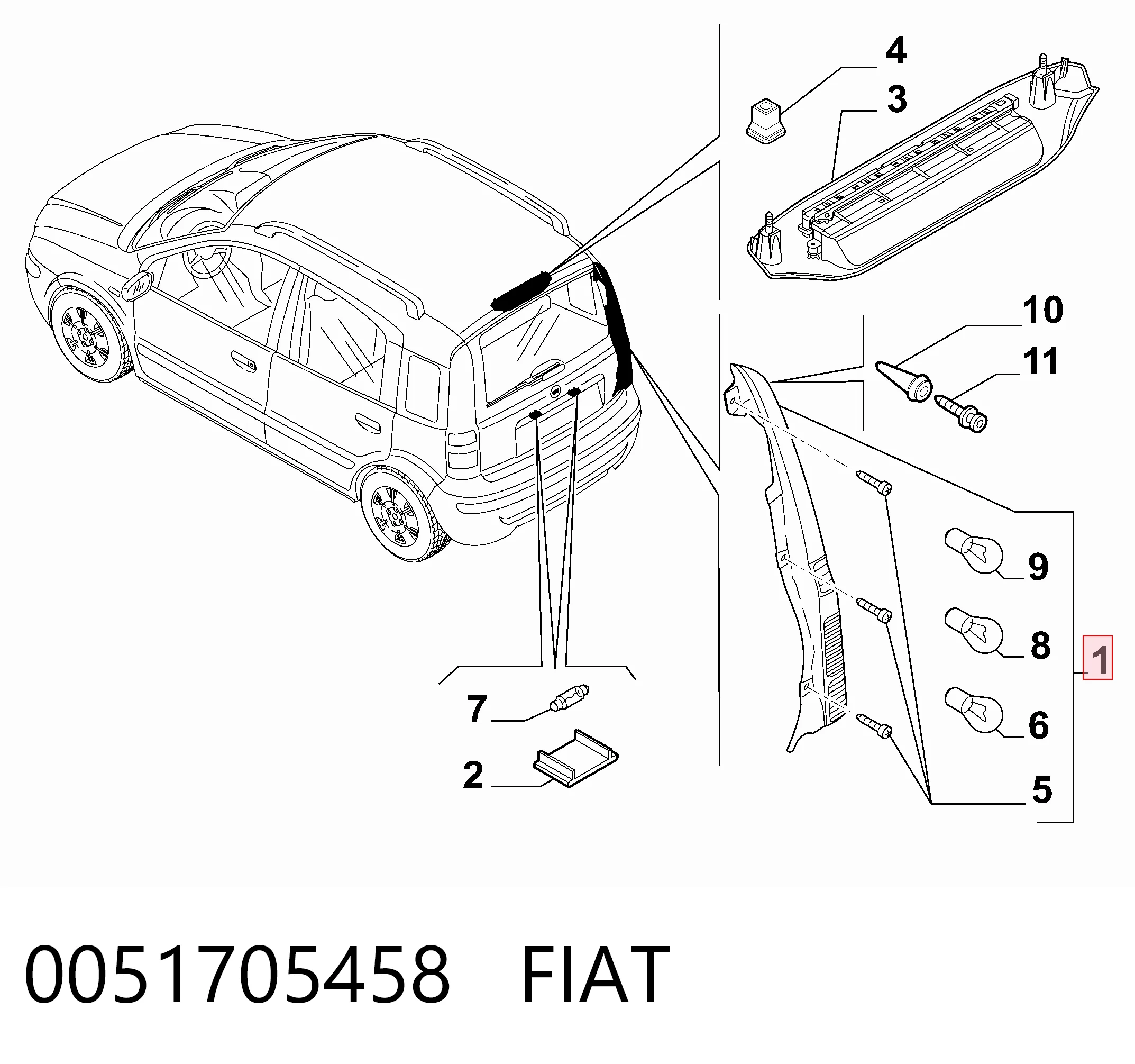 Lampa zespolona tylna prawa Fiat Panda II hatchback (169A) (2003 - 2013) cena, od 80,40 USD