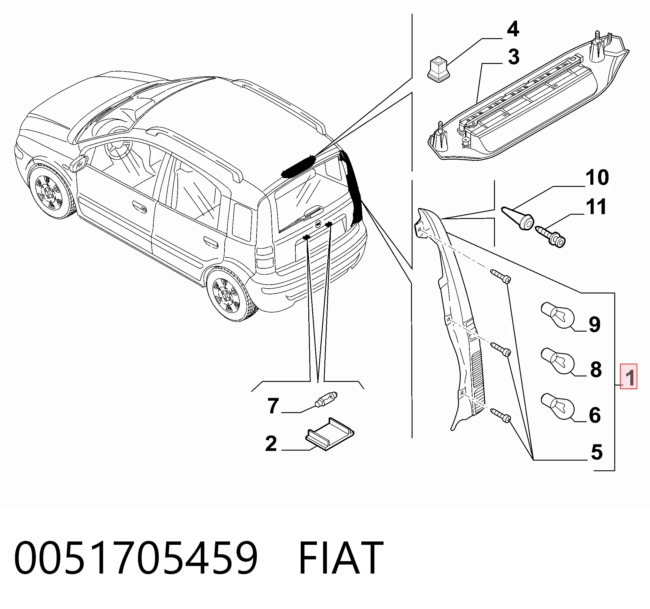 Lampa zespolona tylna lewa Fiat Panda II