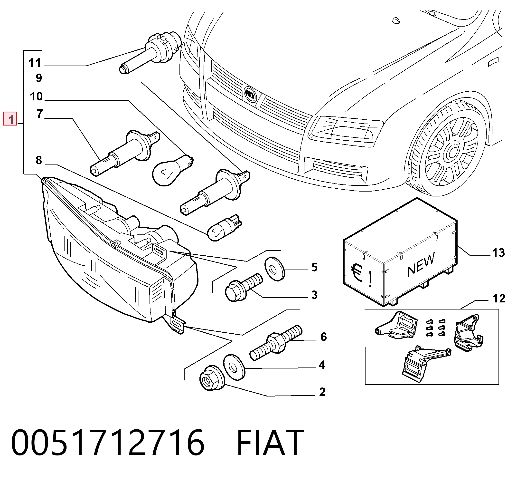 Reflektor lewy Fiat Stilo hatchback (192) (2001 - 2006) cena, od 82,11 USD