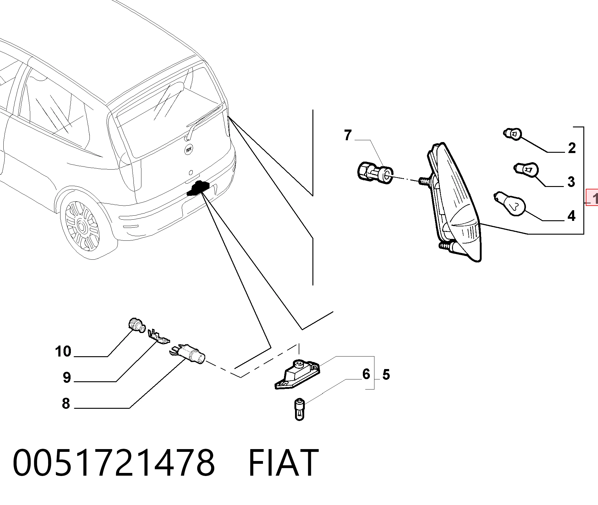 Do koszyka Lampa zespolona tylna prawa Fiat Punto II 188