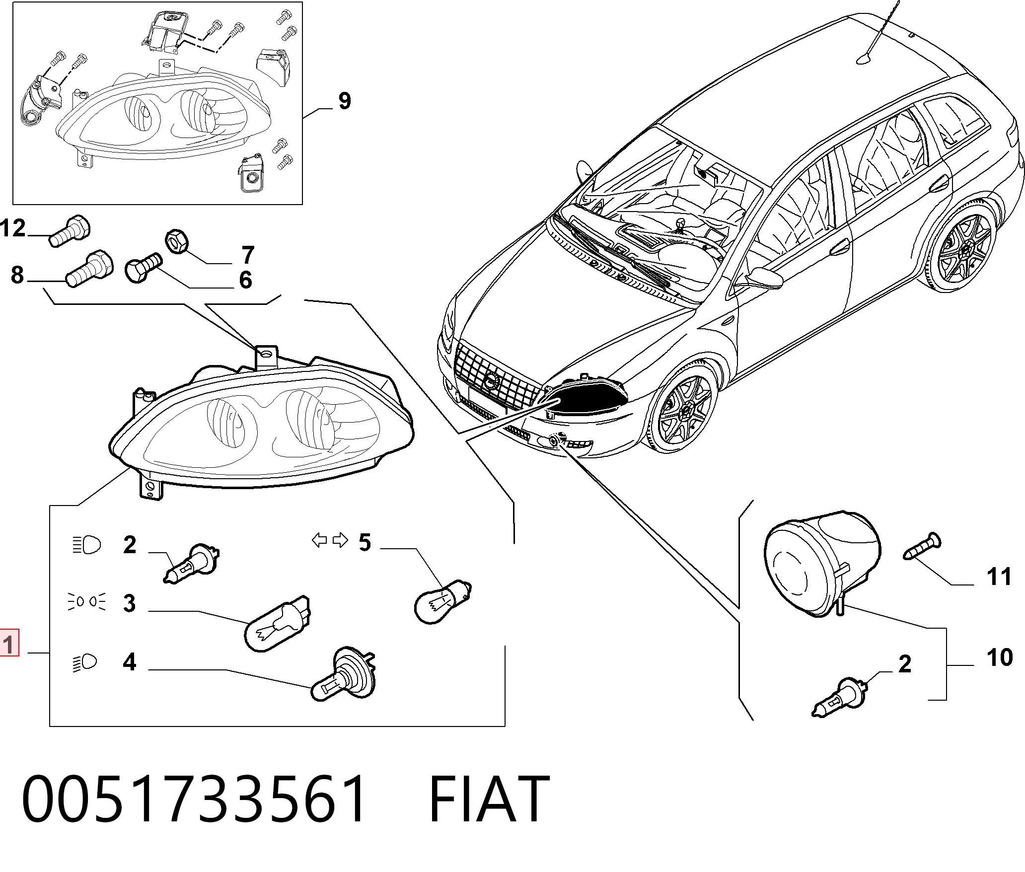 Reflektor lewy Fiat Croma II kombi (194) (2005 - 2011) cena, od 140,28 USD