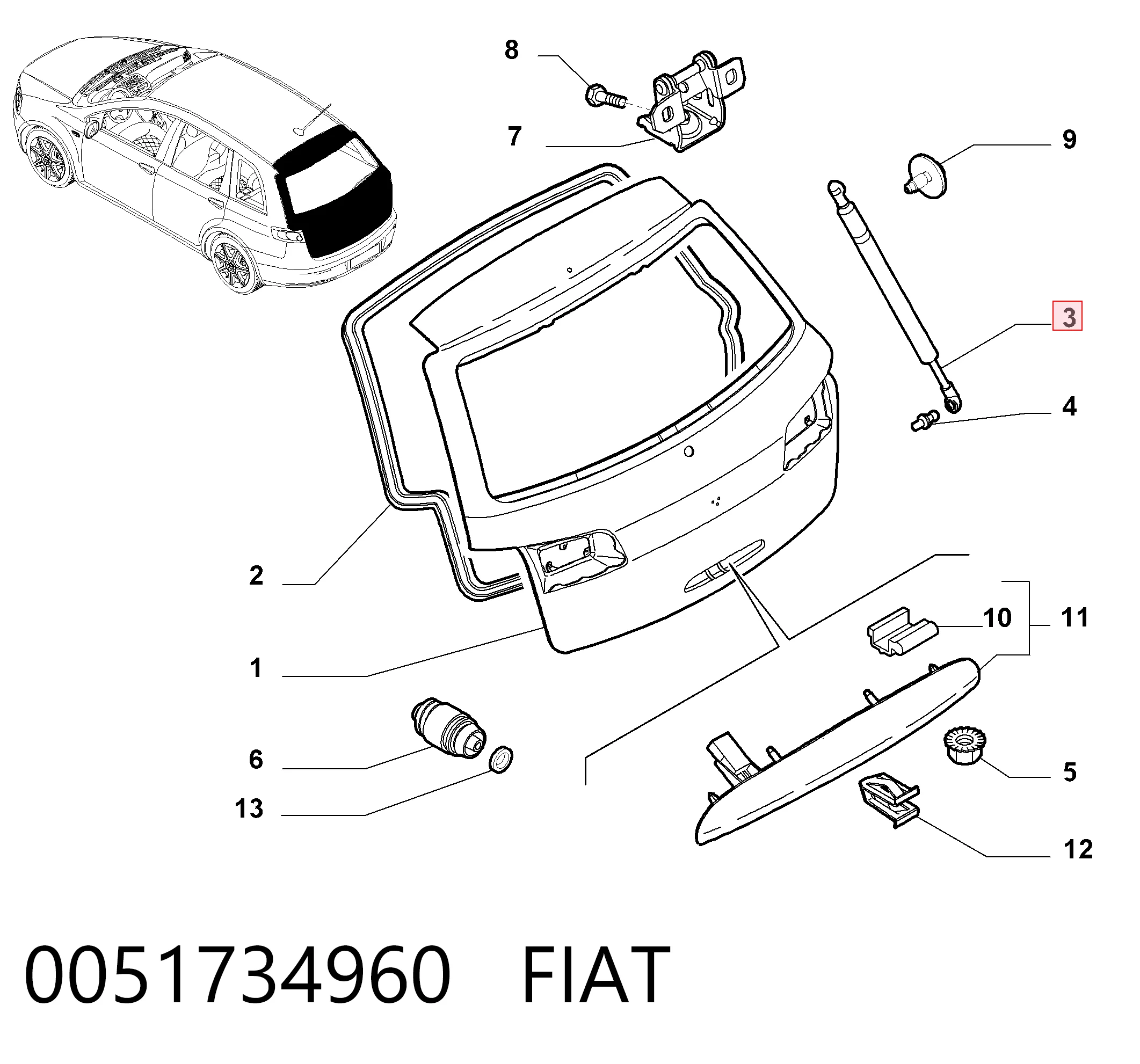 Amortyzator klapy bagażnika (3/5 drzwi-tylnych) Fiat Croma II kombi (194) (2005 - 2011) cena, od 16,47 USD