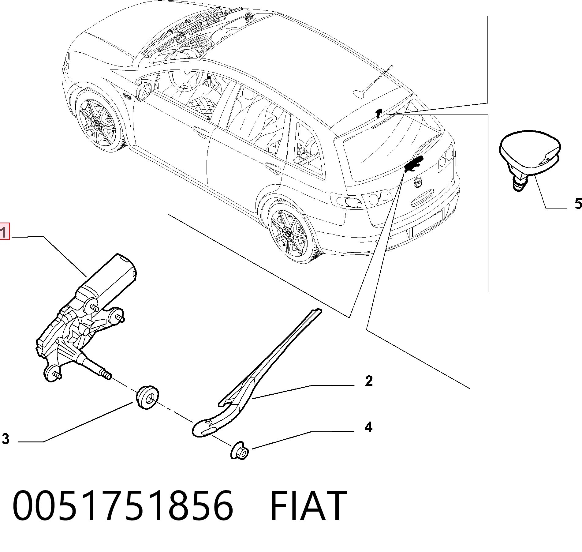 Silniczek wycieraczki tylnej szyby Fiat Croma II kombi (194) (2005 - 2011) cena, od 90,67 USD