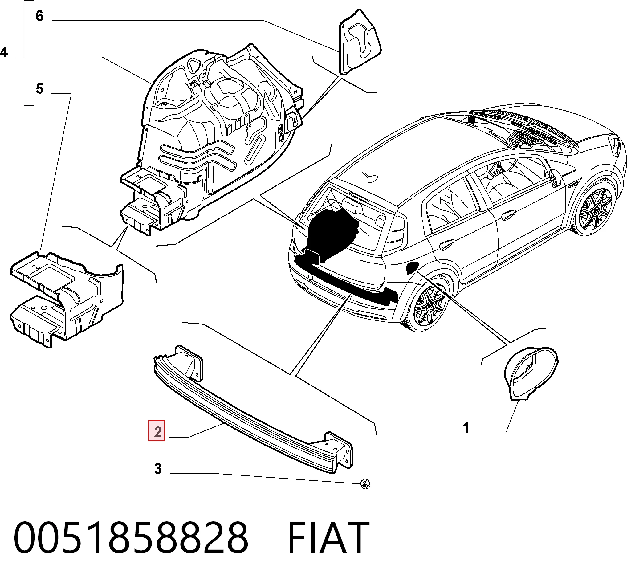 Wzmocnienie zderzaka tylnego Fiat Punto GRAND hatchback (199) (2005 - 2018) cena, od 76,69 USD