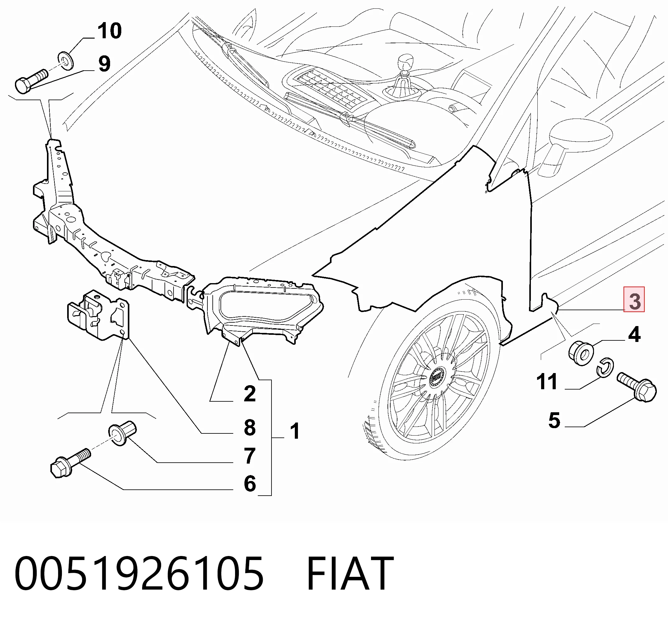 Błotnik przedni prawy do Fiat Linea  323