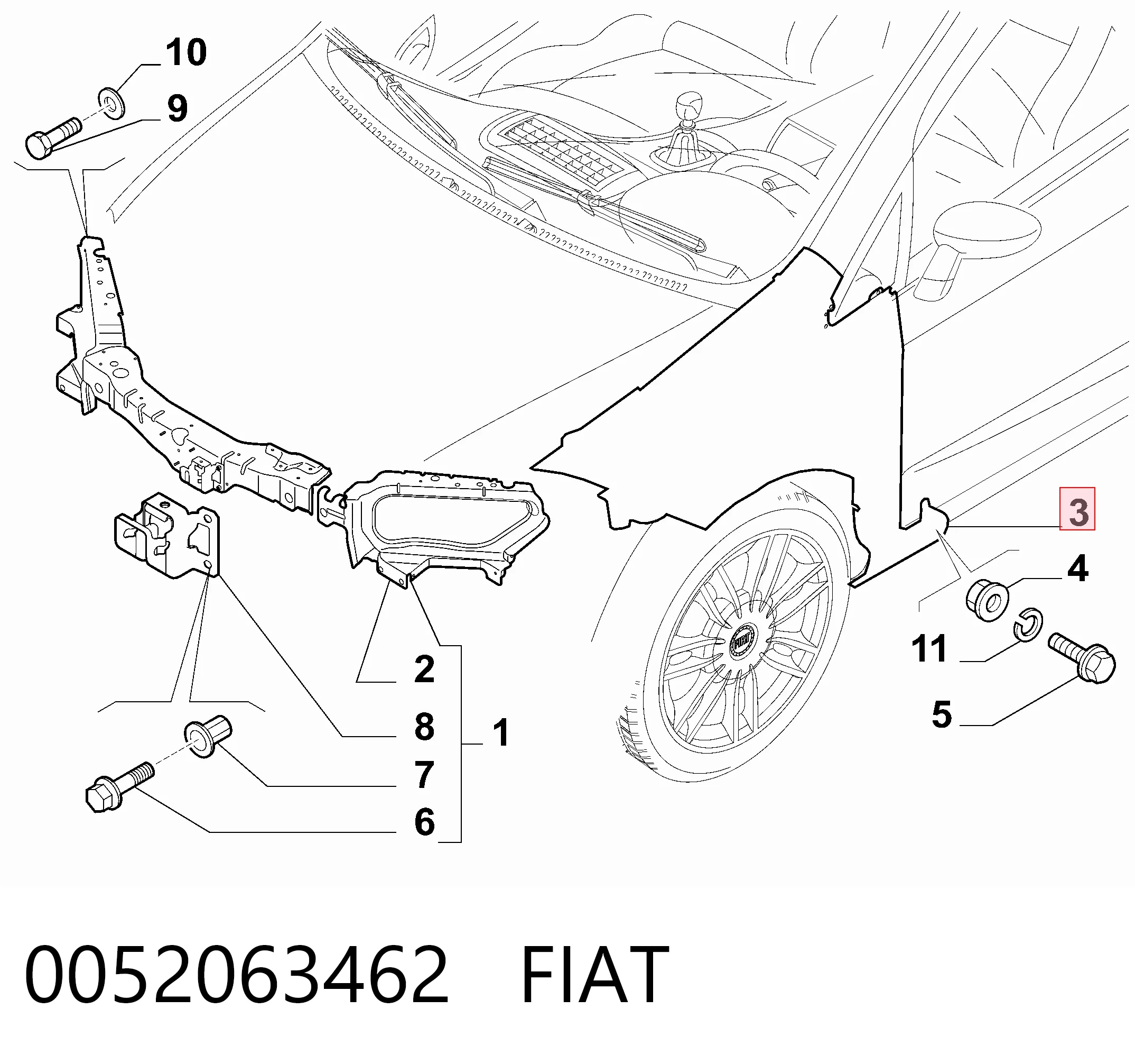 Błotnik przedni lewy do Fiat Linea  323