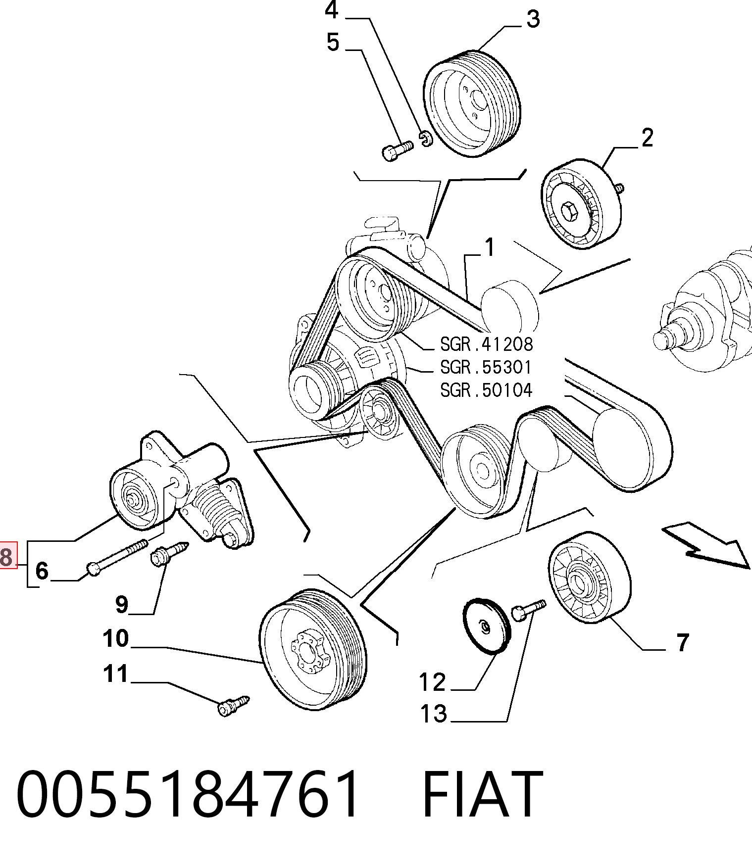 0055184761 Fiat/Alfa/Lancia Napinacz paska napędowego