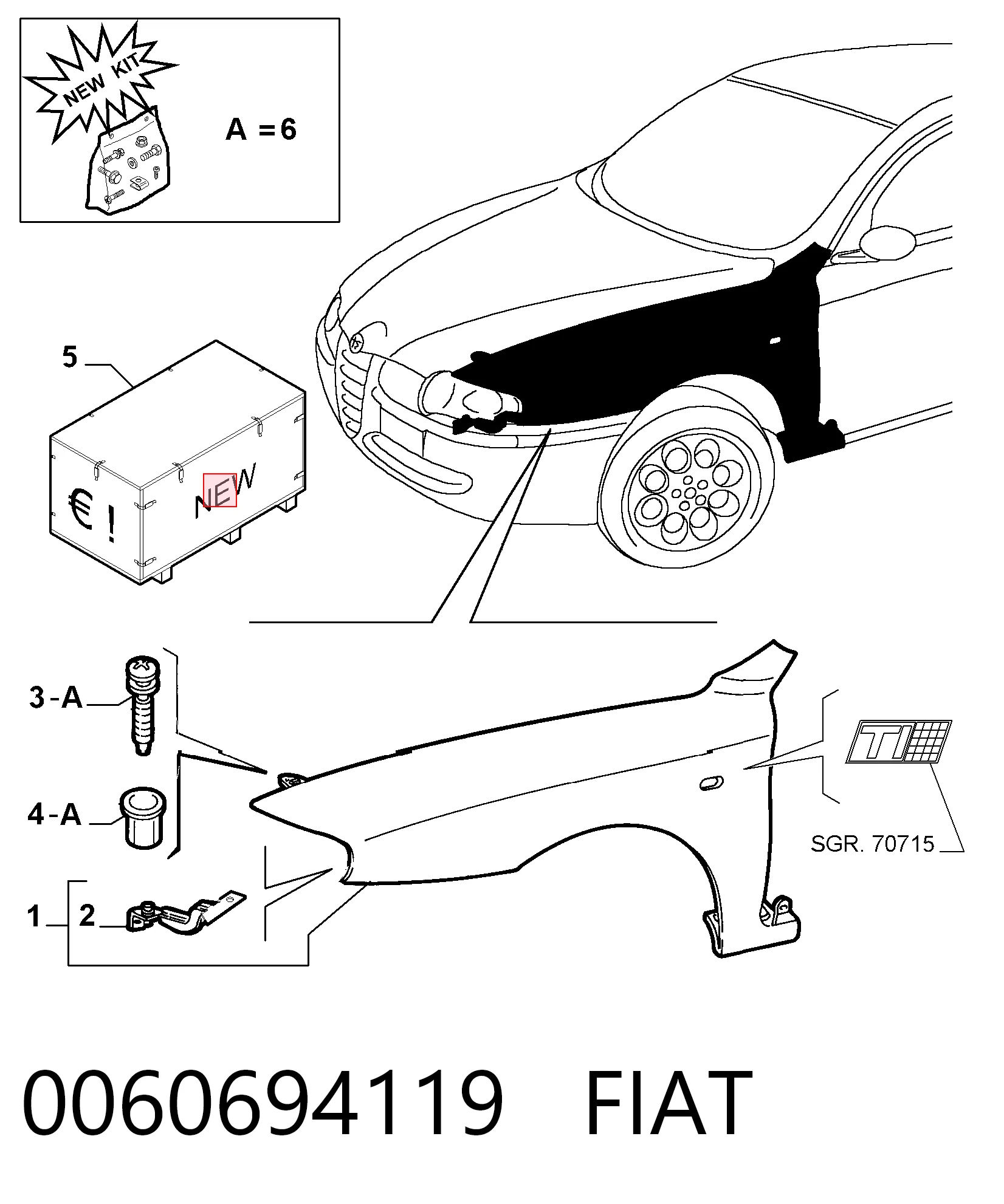 Błotnik przedni prawy Alfa Romeo 147 hatchback (937) (2001 - 2010) cena, od 156,48 USD