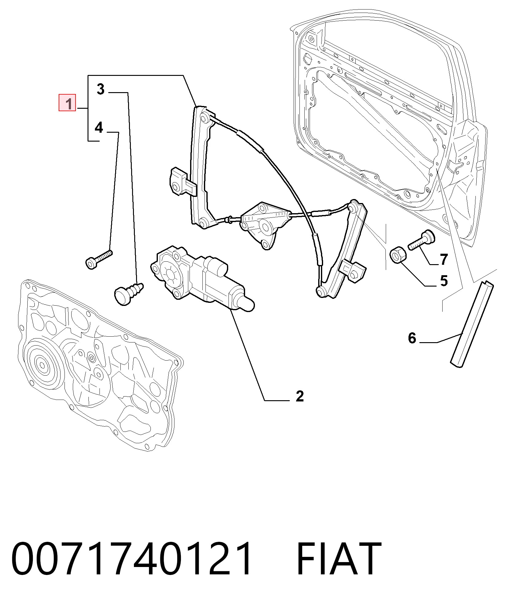 Mechanizm podnoszenia szyby drzwi przednich prawych Alfa Romeo 159 