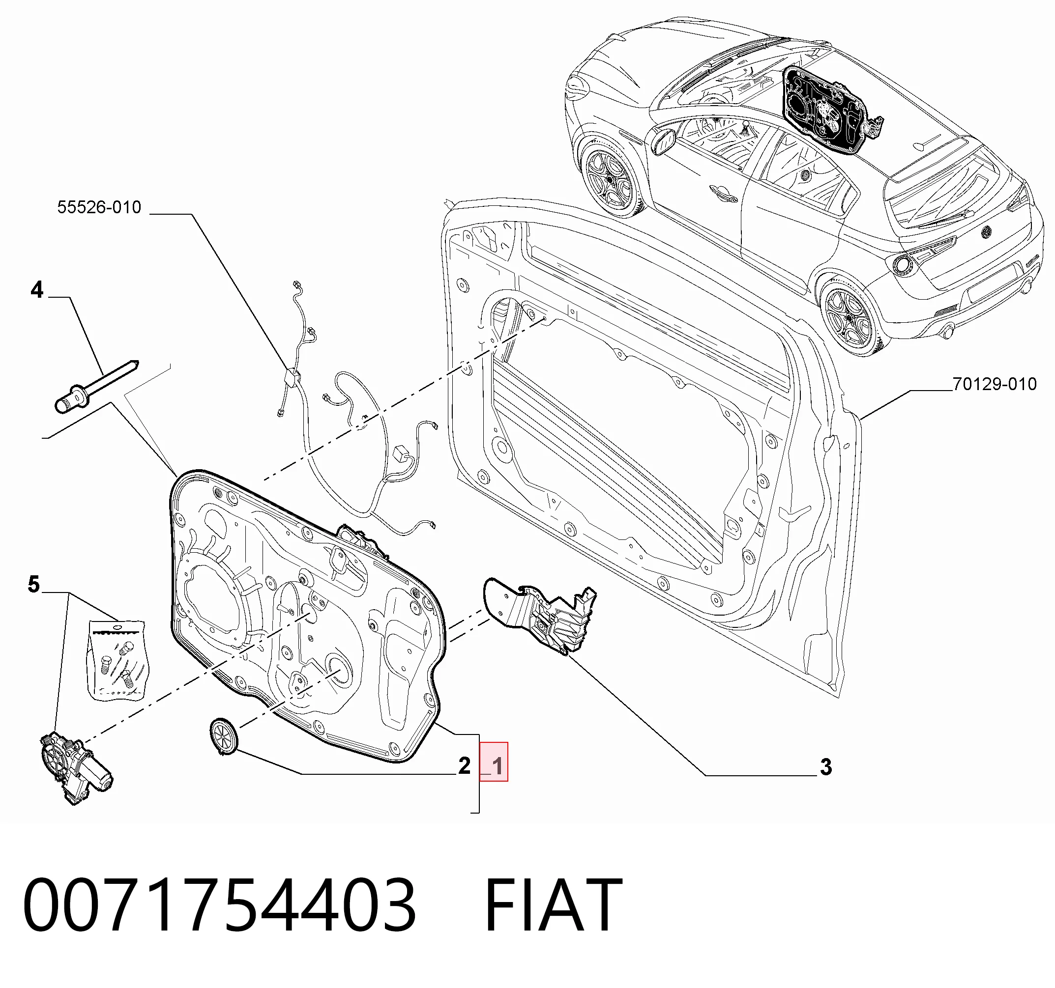 Mechanizm podnoszenia szyby drzwi przednich prawych do Alfa Romeo Giulietta  940