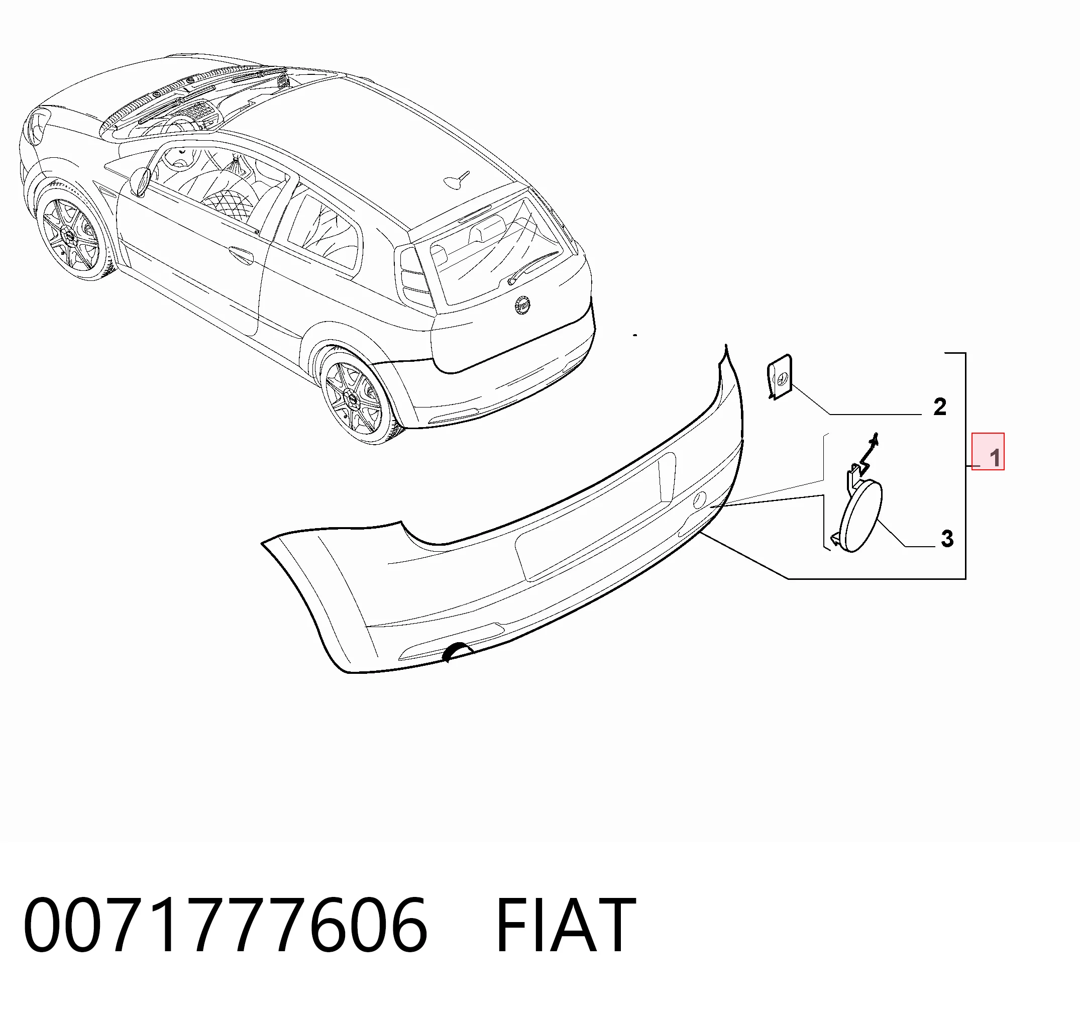 Zderzak tylny Fiat Punto GRAND hatchback (199) (2005 - 2018) cena, od 135,14 USD