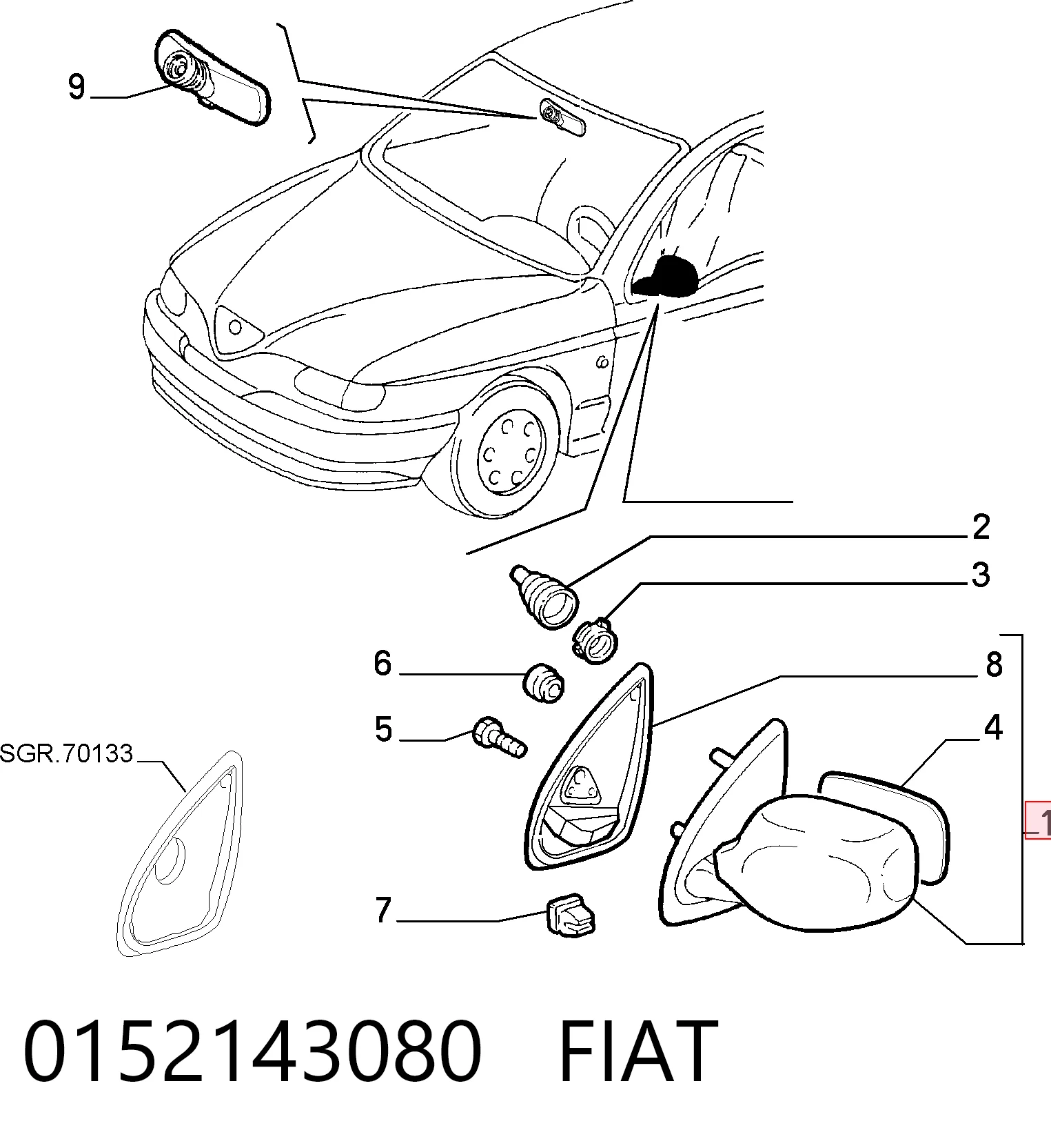 Lusterko wsteczne lewe Alfa Romeo 146 hatchback (930) (1994 - 2001) cena, od 72,30 USD
