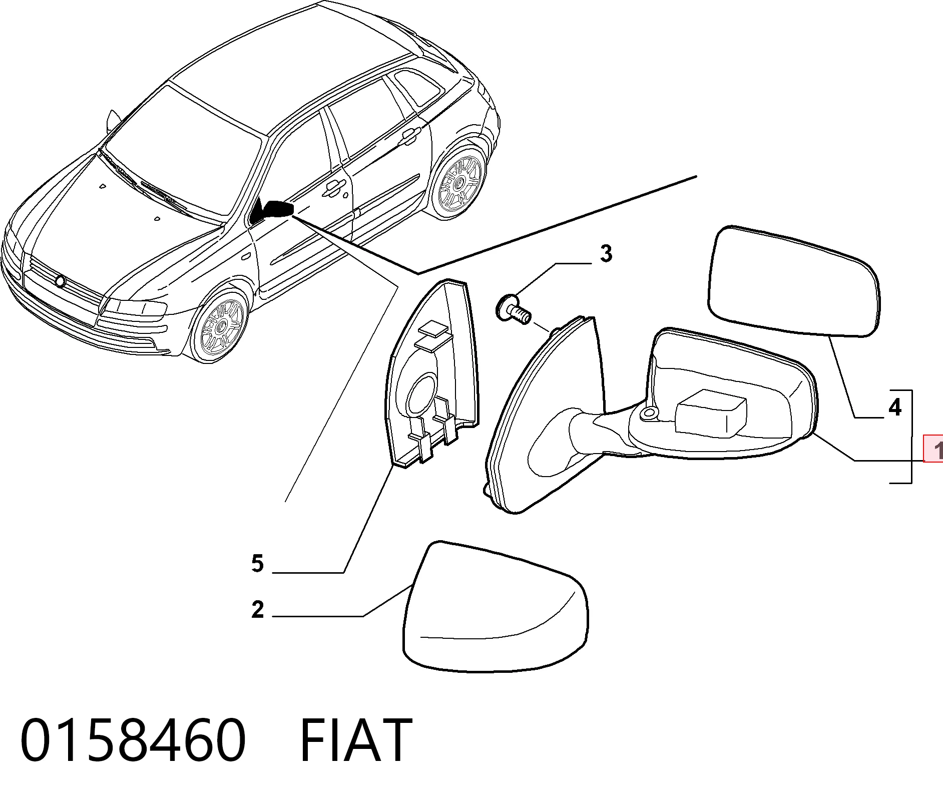 Lusterko wsteczne prawe Fiat Stilo 