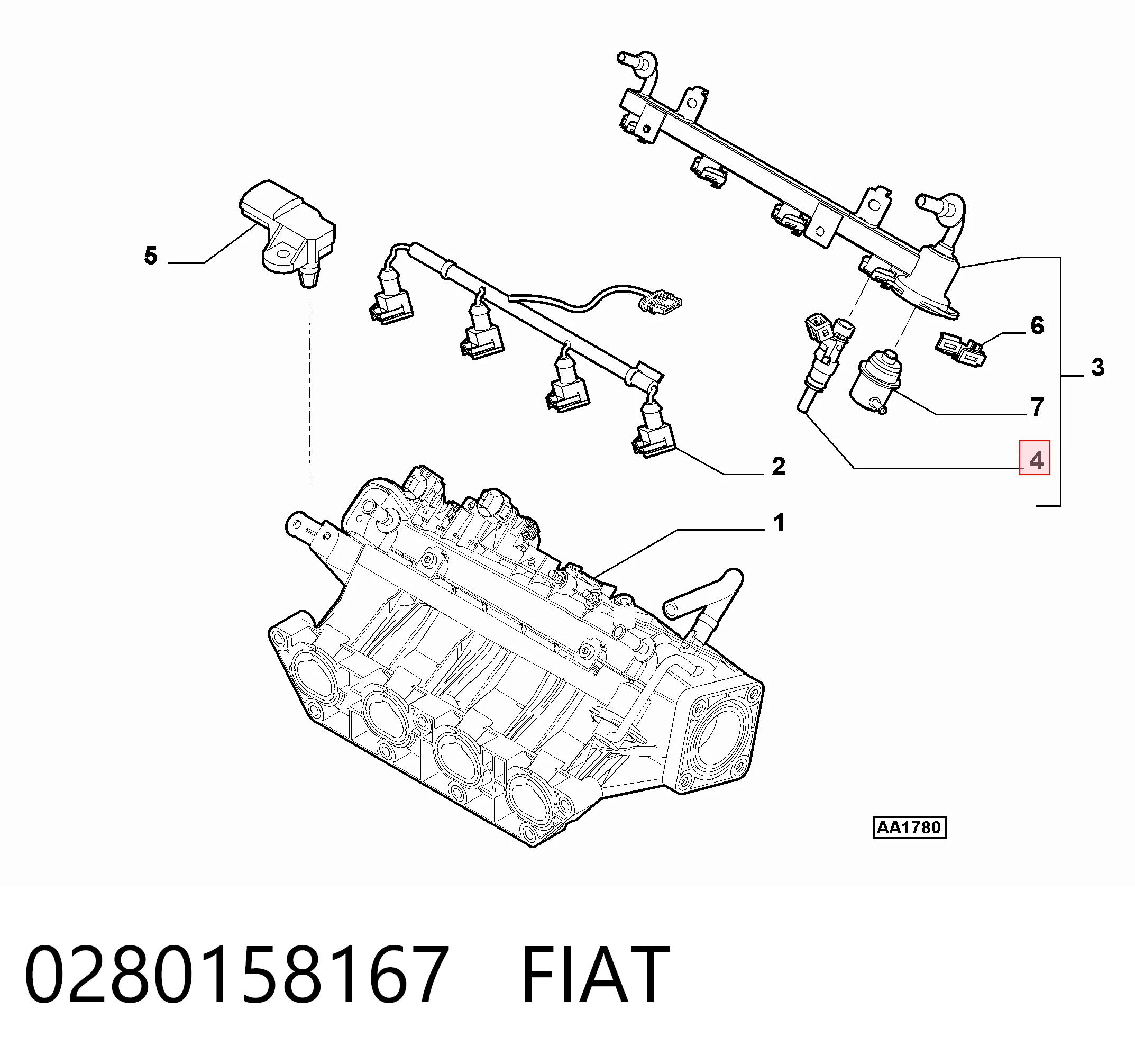 0280158167 Fiat/Alfa/Lancia Wtryskiwacz paliwa