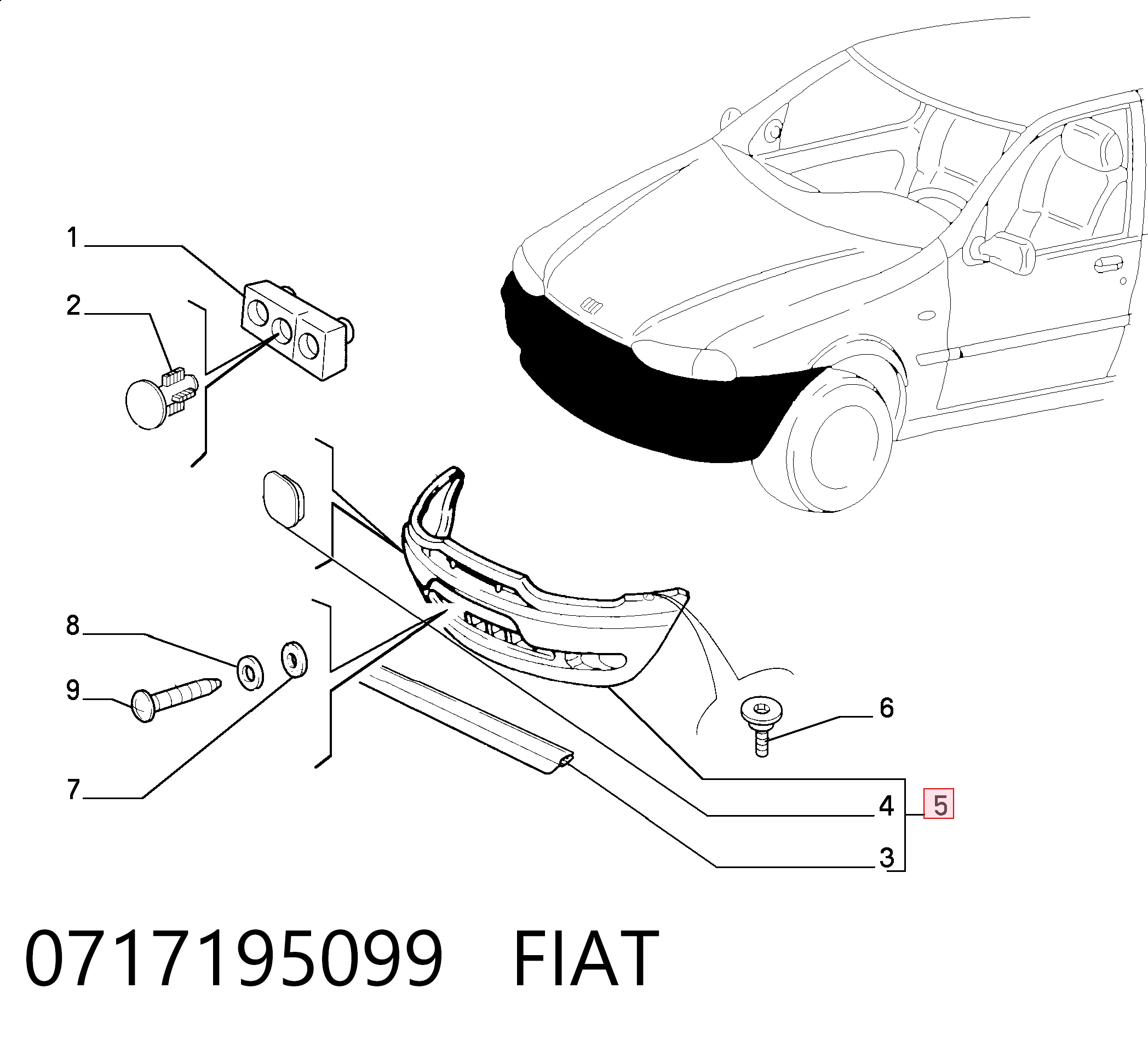 Zderzak przedni Fiat Albea sedana (172) (2002 - 2011) cena, od 47,83 USD