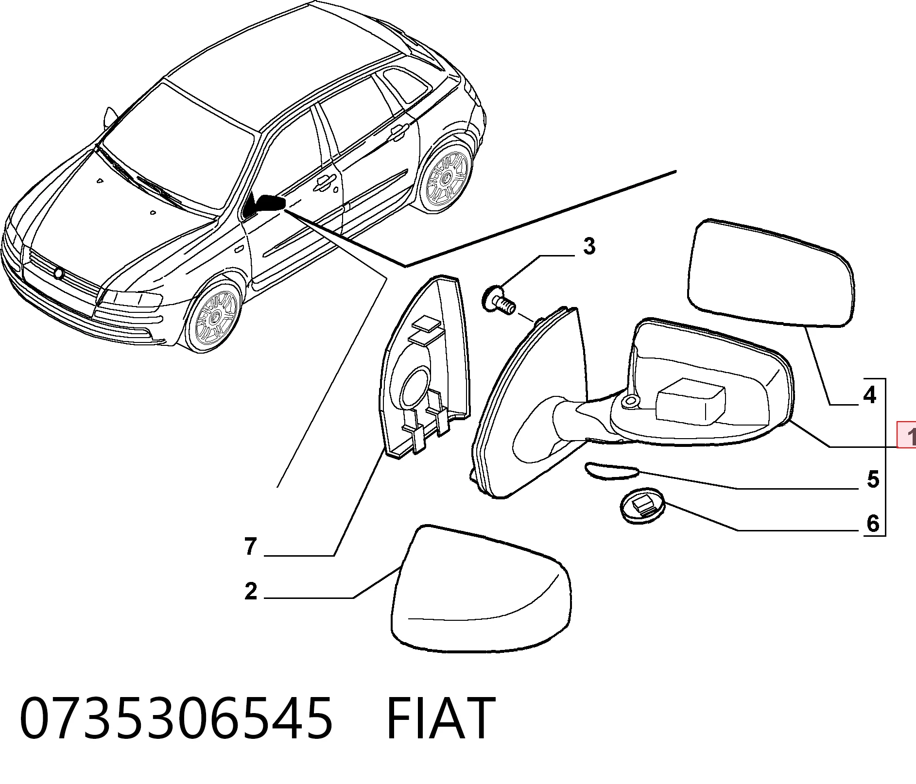 Lusterko wsteczne prawe do Fiat Stilo  192