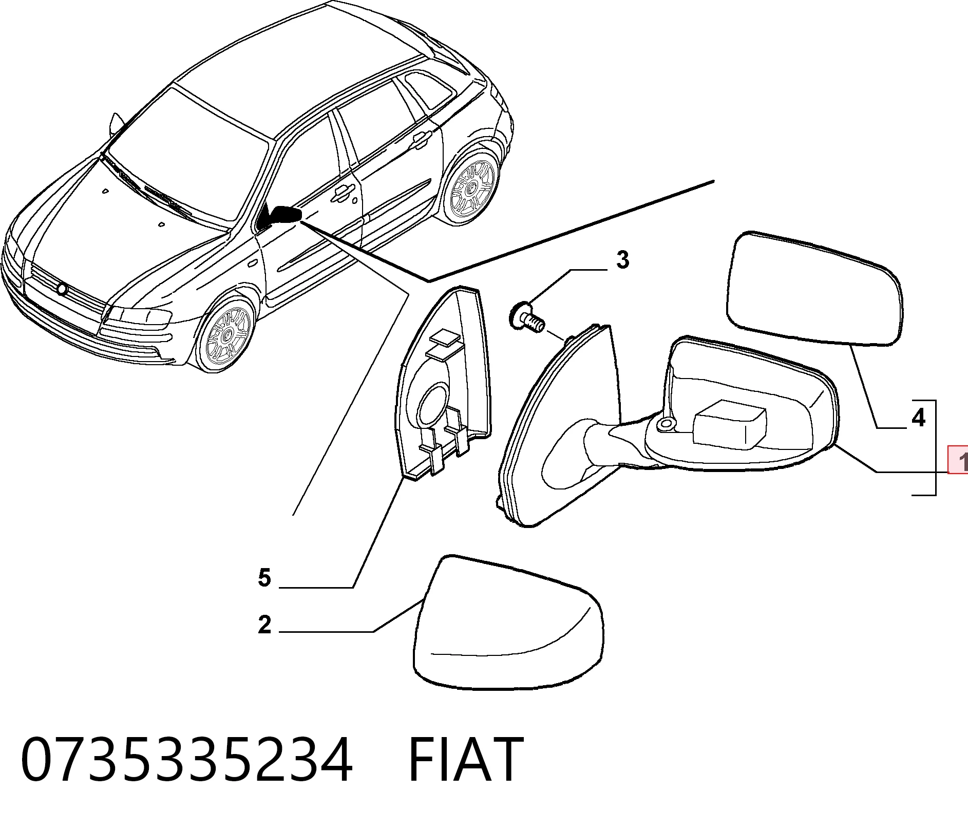 Lusterko wsteczne lewe Fiat Stilo 