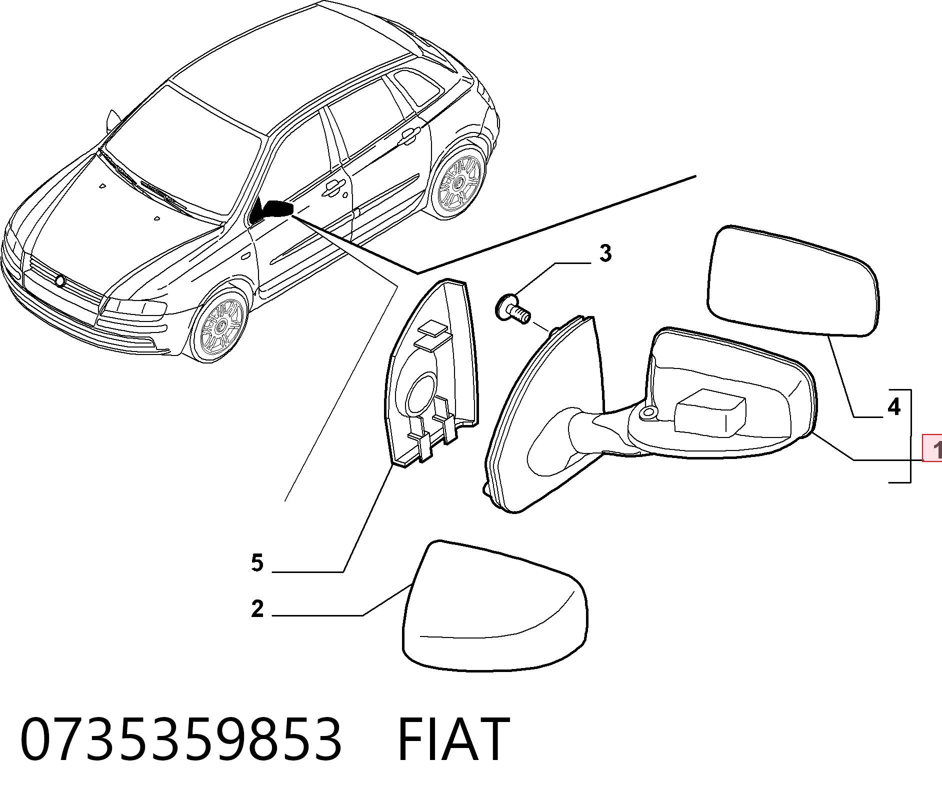 Lusterko wsteczne lewe do Fiat Stilo  192