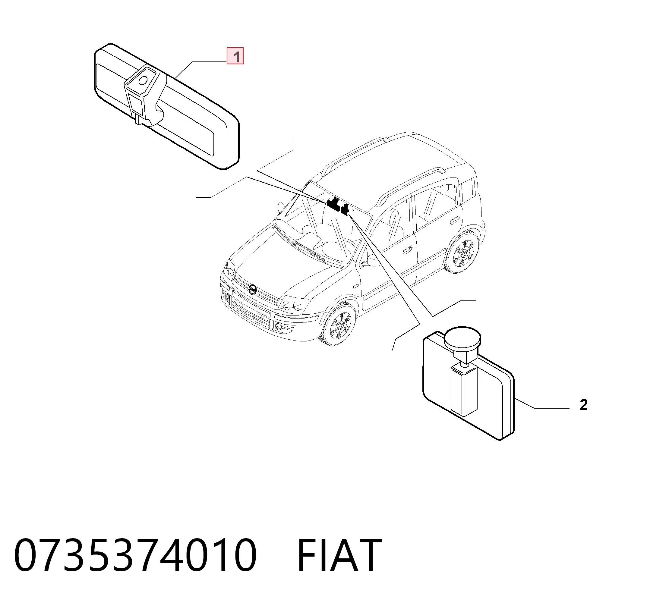 Lusterko wewnętrzne do Fiat Panda II 169A