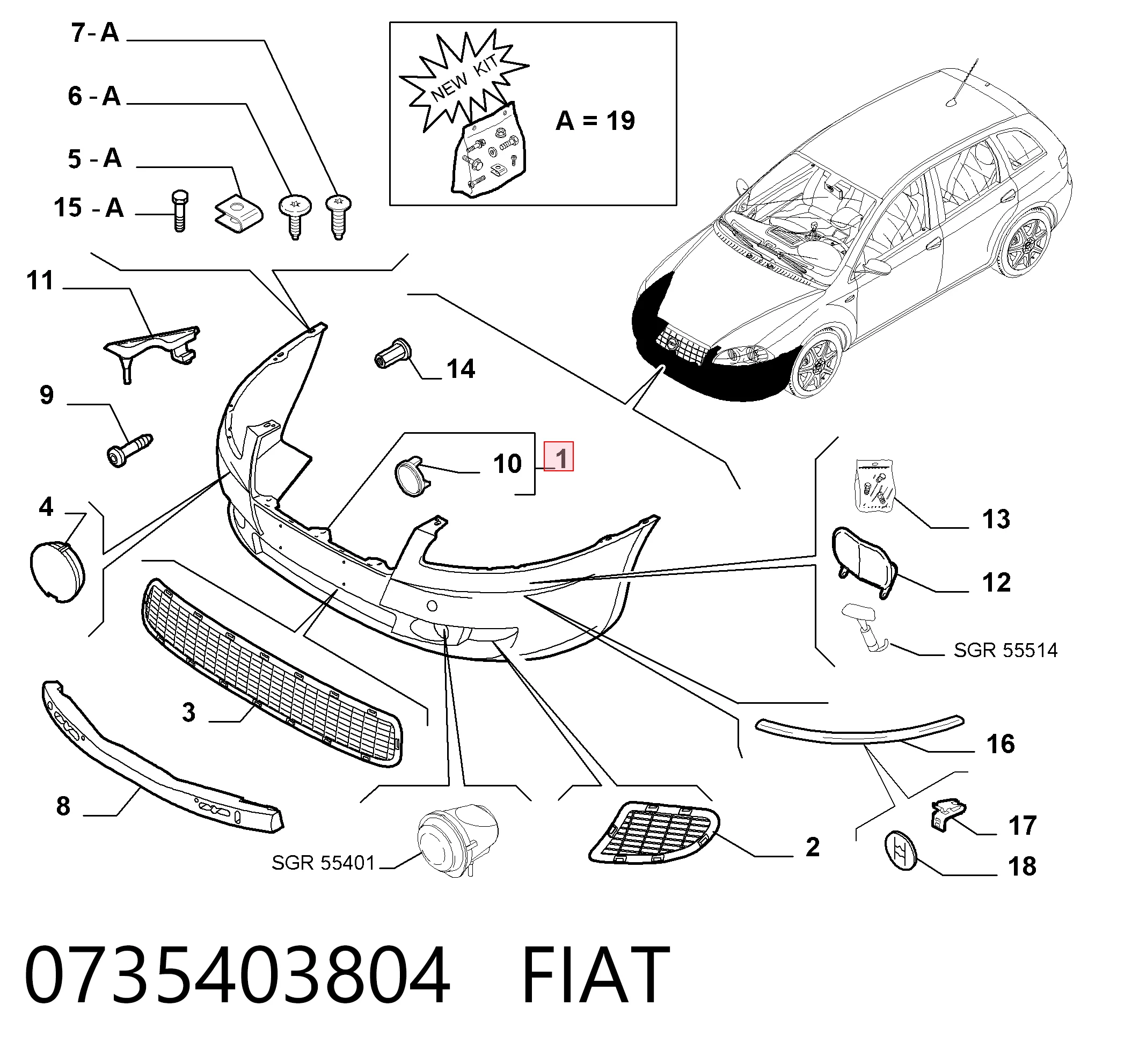 Zderzak przedni do Fiat Croma II 194